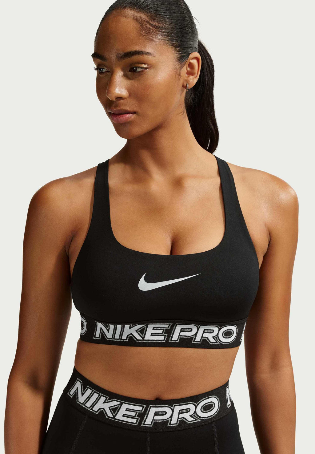 W NP DF BRA TT GRX - Medium support sports bra - black/white/metallic silver