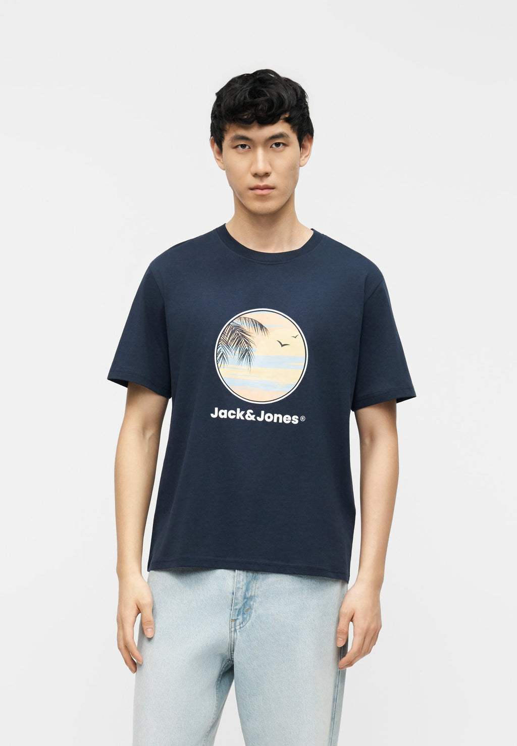 JJPERRY CREW NECK 5 PACK - Print T-shirt - atlantic deep/bright white/celestial blue/navy blazer/vetiver