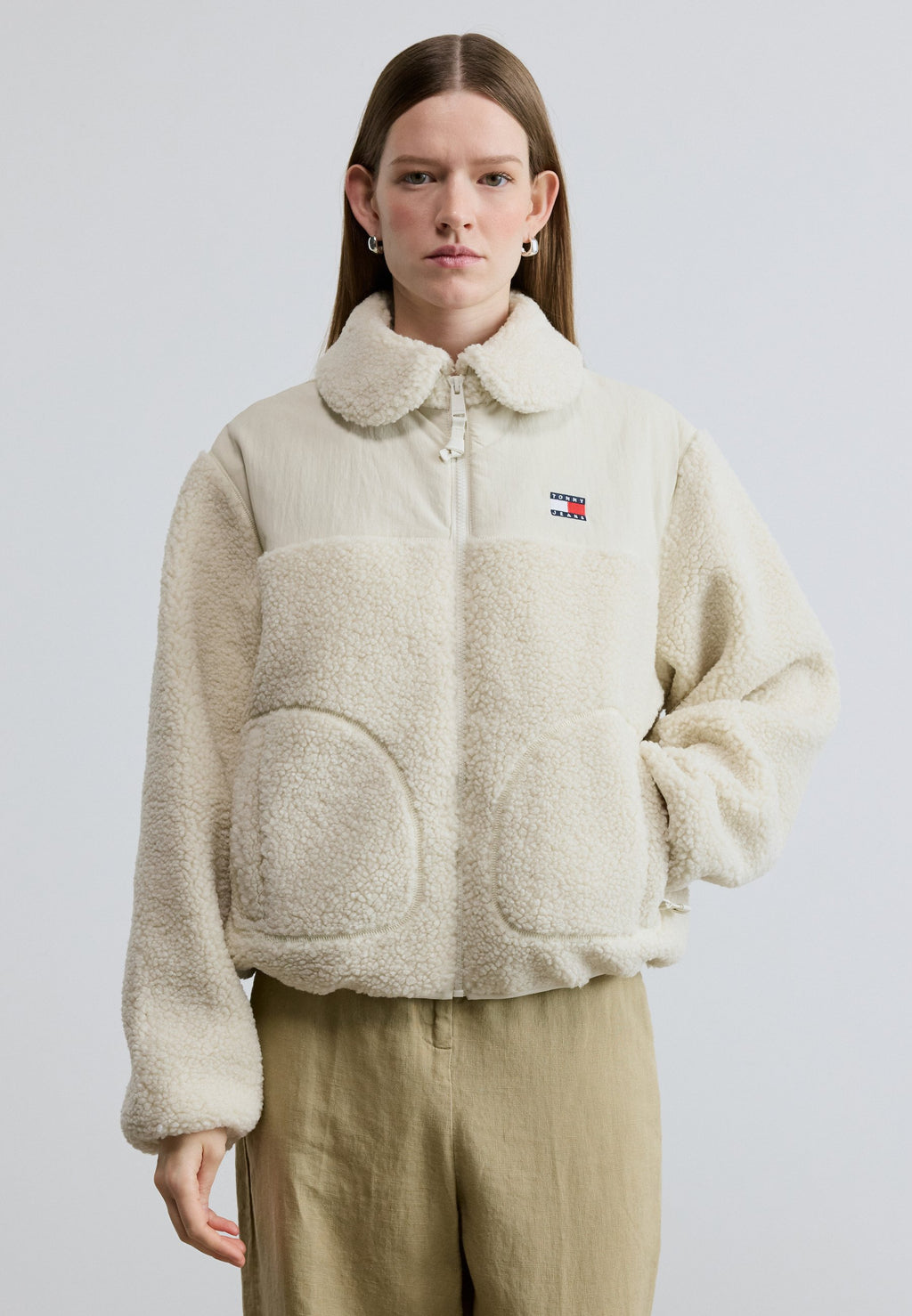 TOMMY BADGE PELÜŞ YAKA CEKET - Hafif ceket - antik beyaz