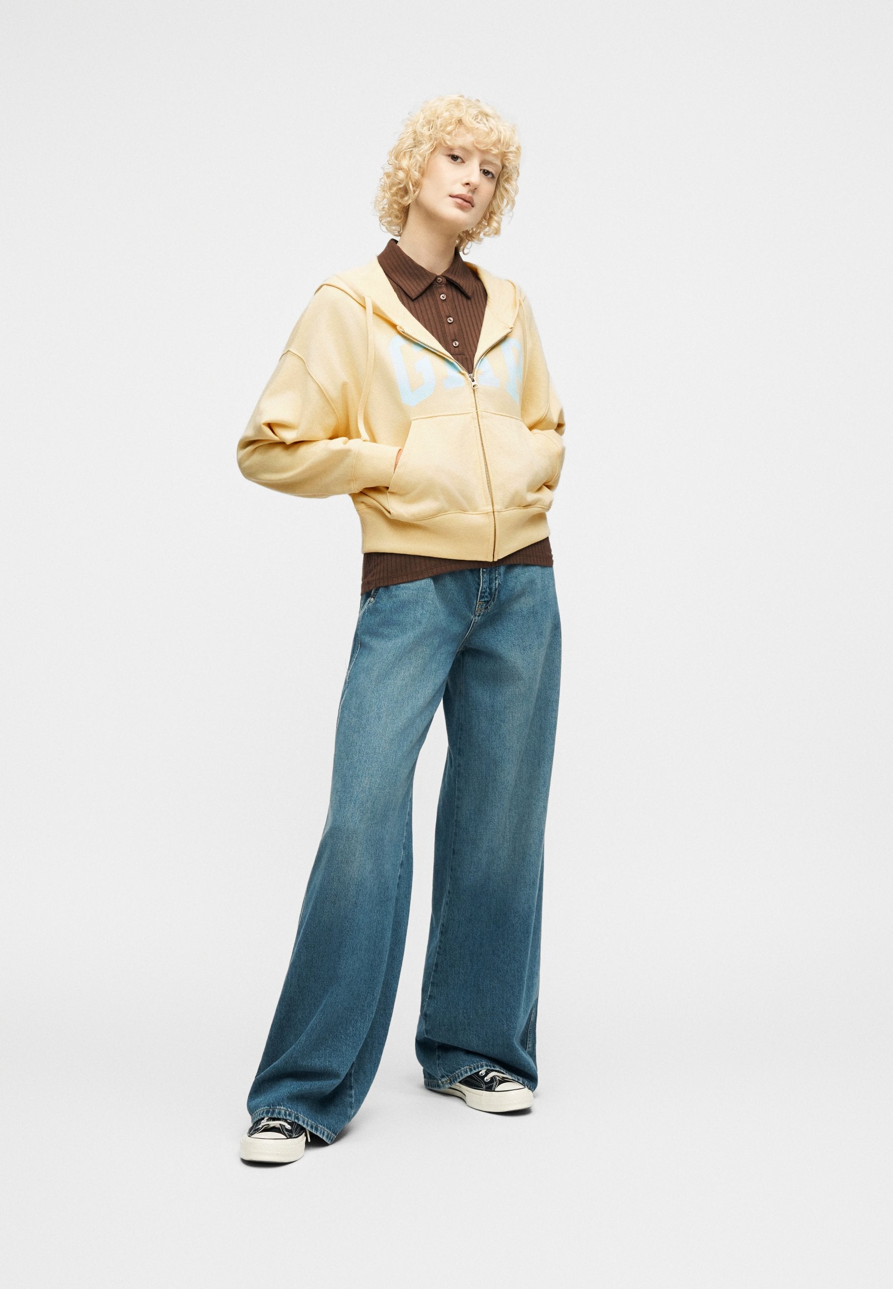 HERITAGE - Zip-up sweatshirt - light yellow