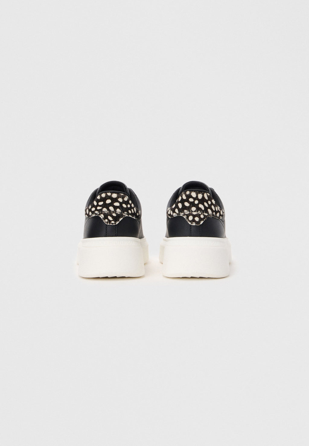 SNOW LEOPARD HEEL LEATHER PLATFORM TRAINERS - Trainers - black