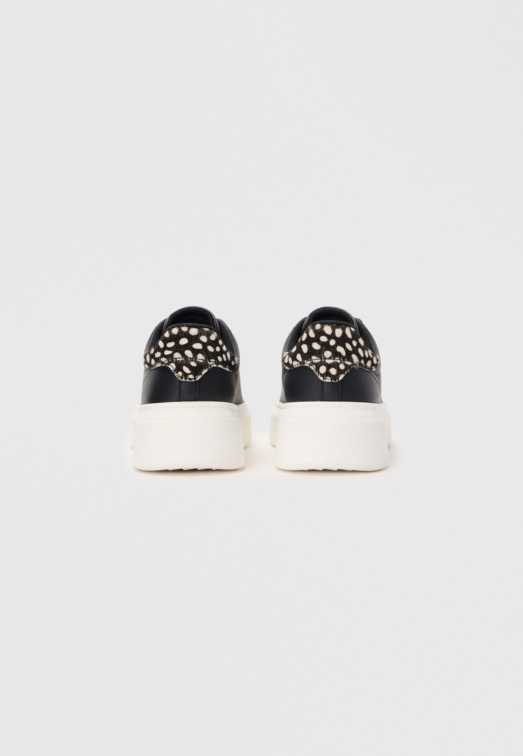 SNOW LEOPARD HEEL LEATHER PLATFORM TRAINERS - Trainers - black
