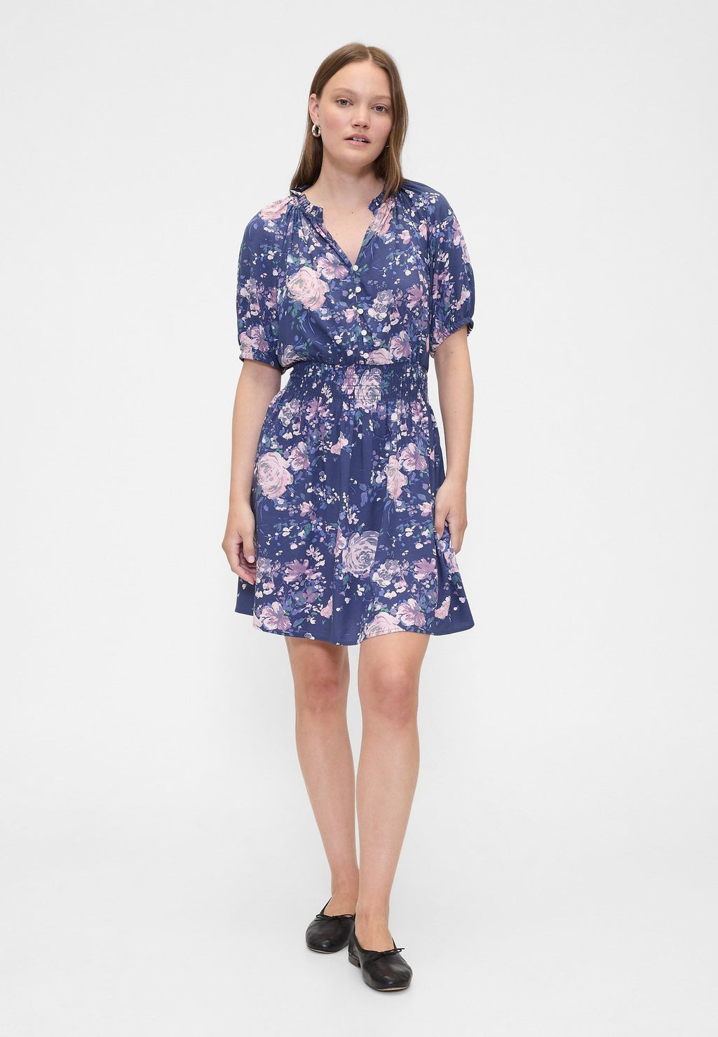 PUFF SMOCKED MINI - Day dress - blue