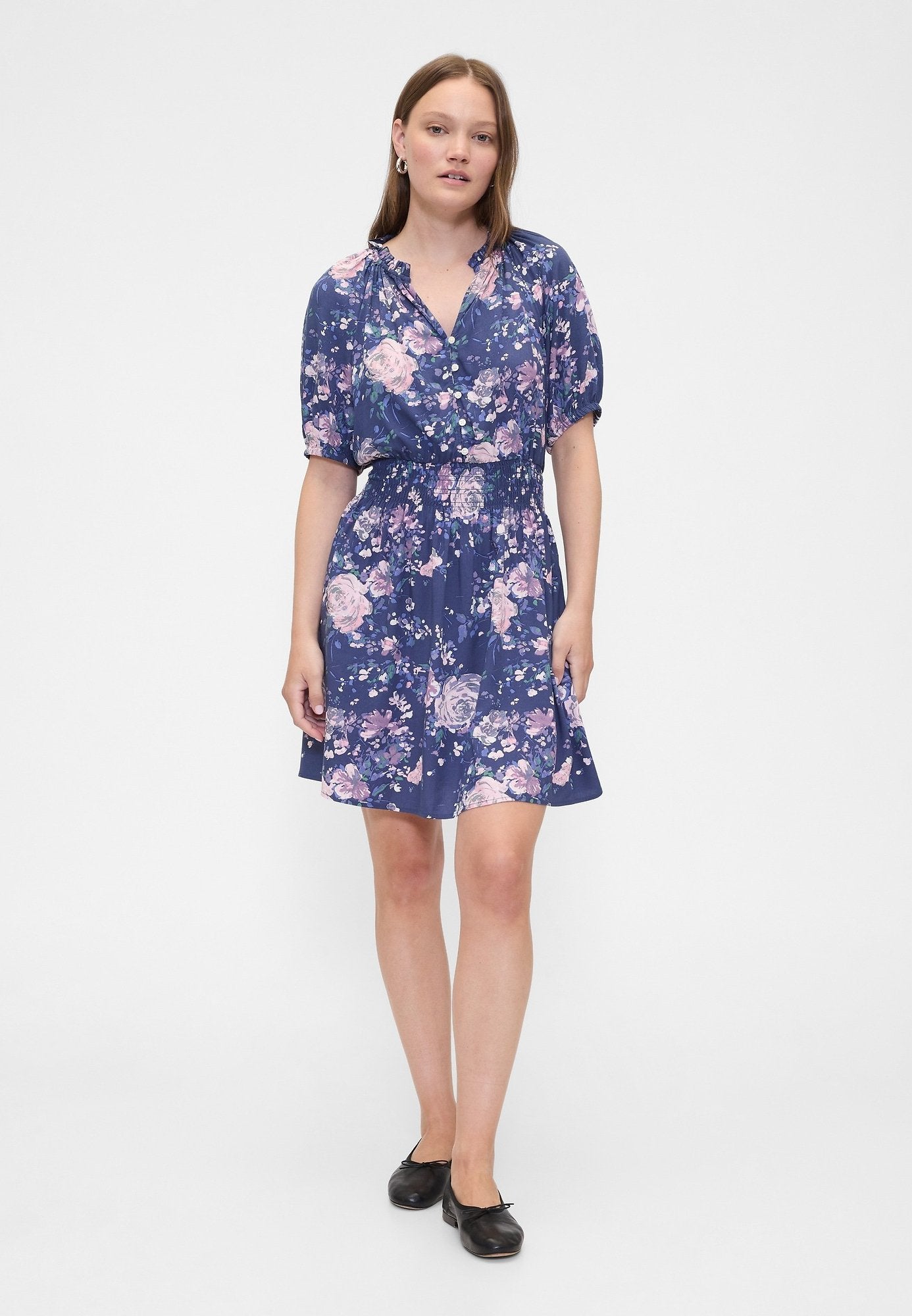 PUFF SMOCKED MINI - Day dress - blue