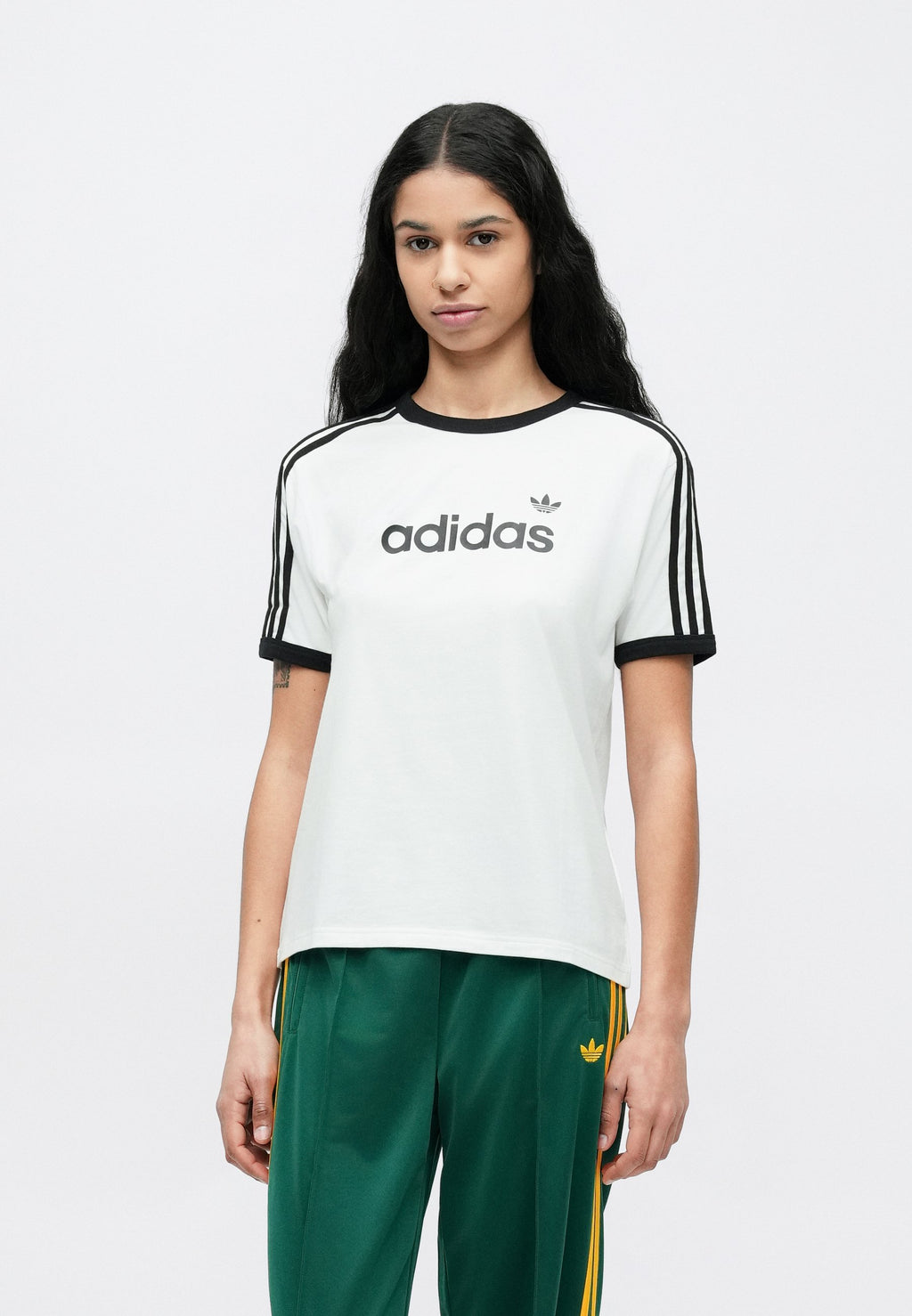 LINEAR TEE - Print T-shirt - white/black