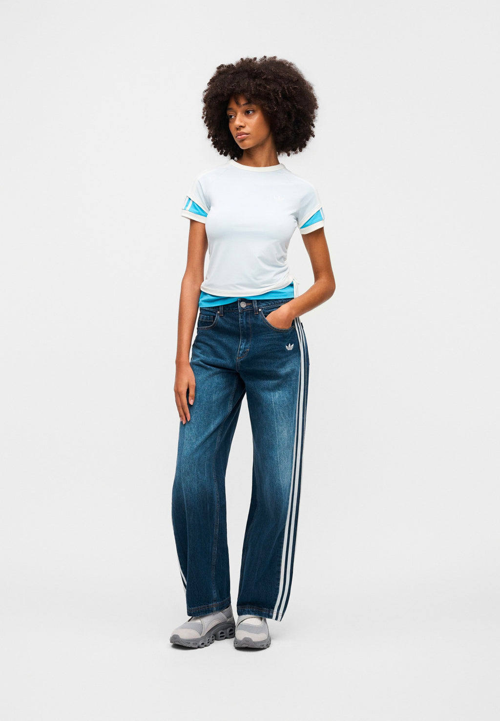 CALITEE SUPERPOSÉ - T-shirt imprimé - blanc cassé/sky rush