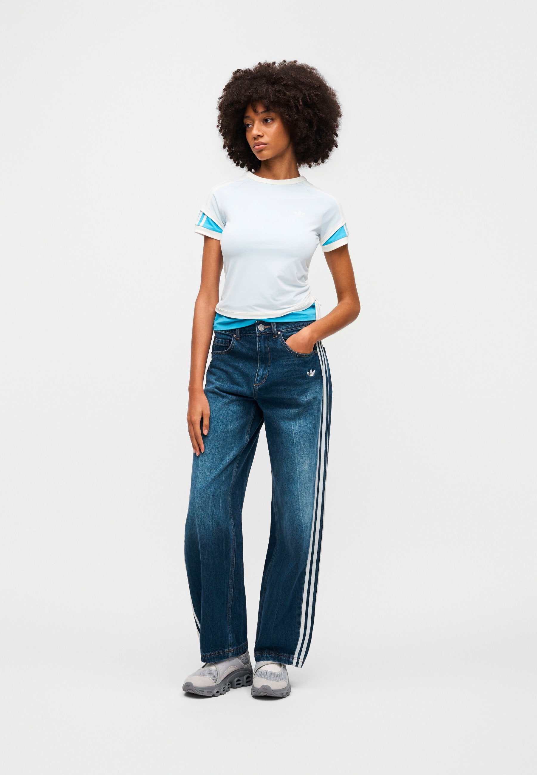 CALITEE SUPERPOSÉ - T-shirt imprimé - blanc cassé/sky rush