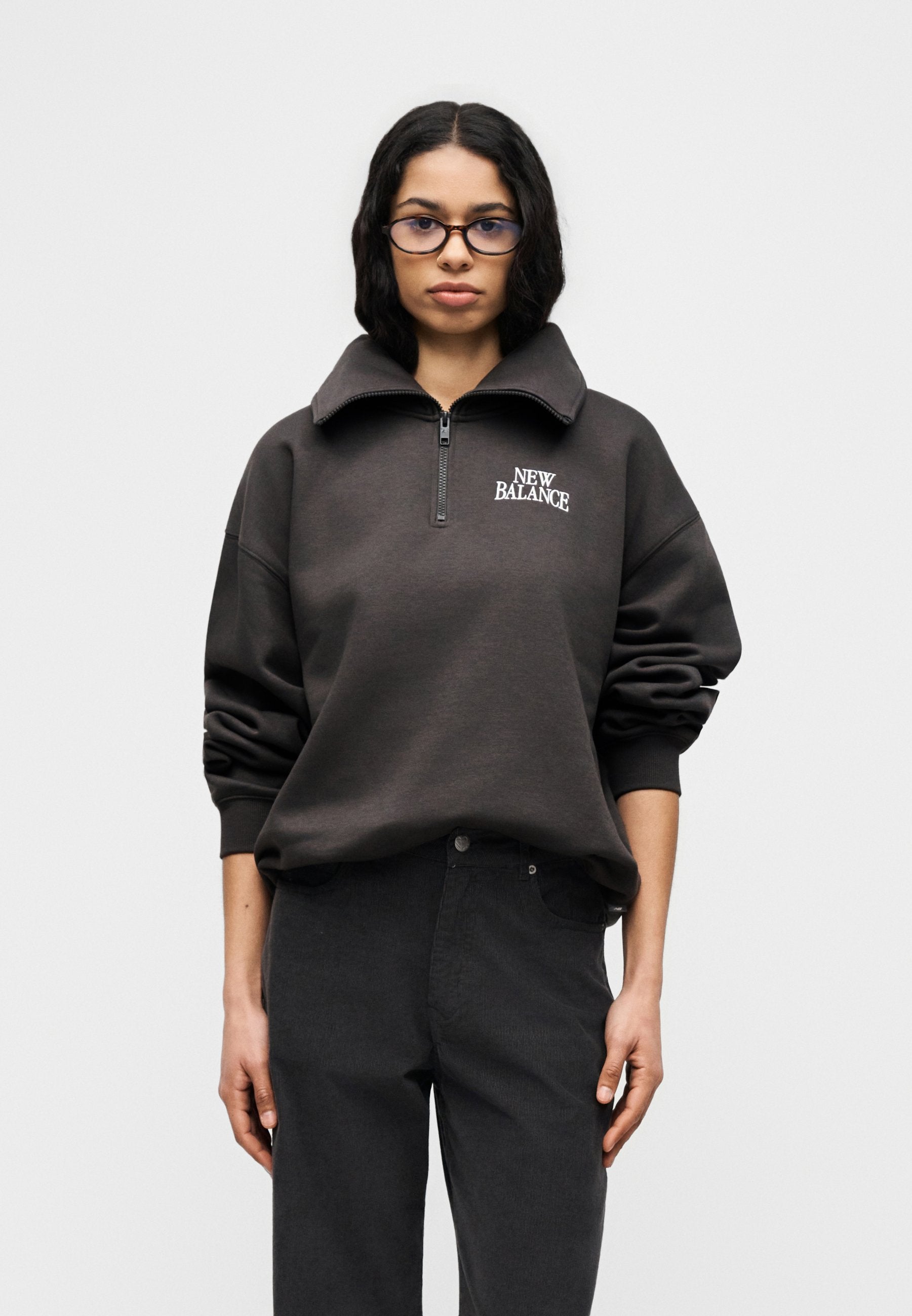 PULL MI-ZIPPÉ LINEAR HERITAGE - Sweat-shirt - noir délavé