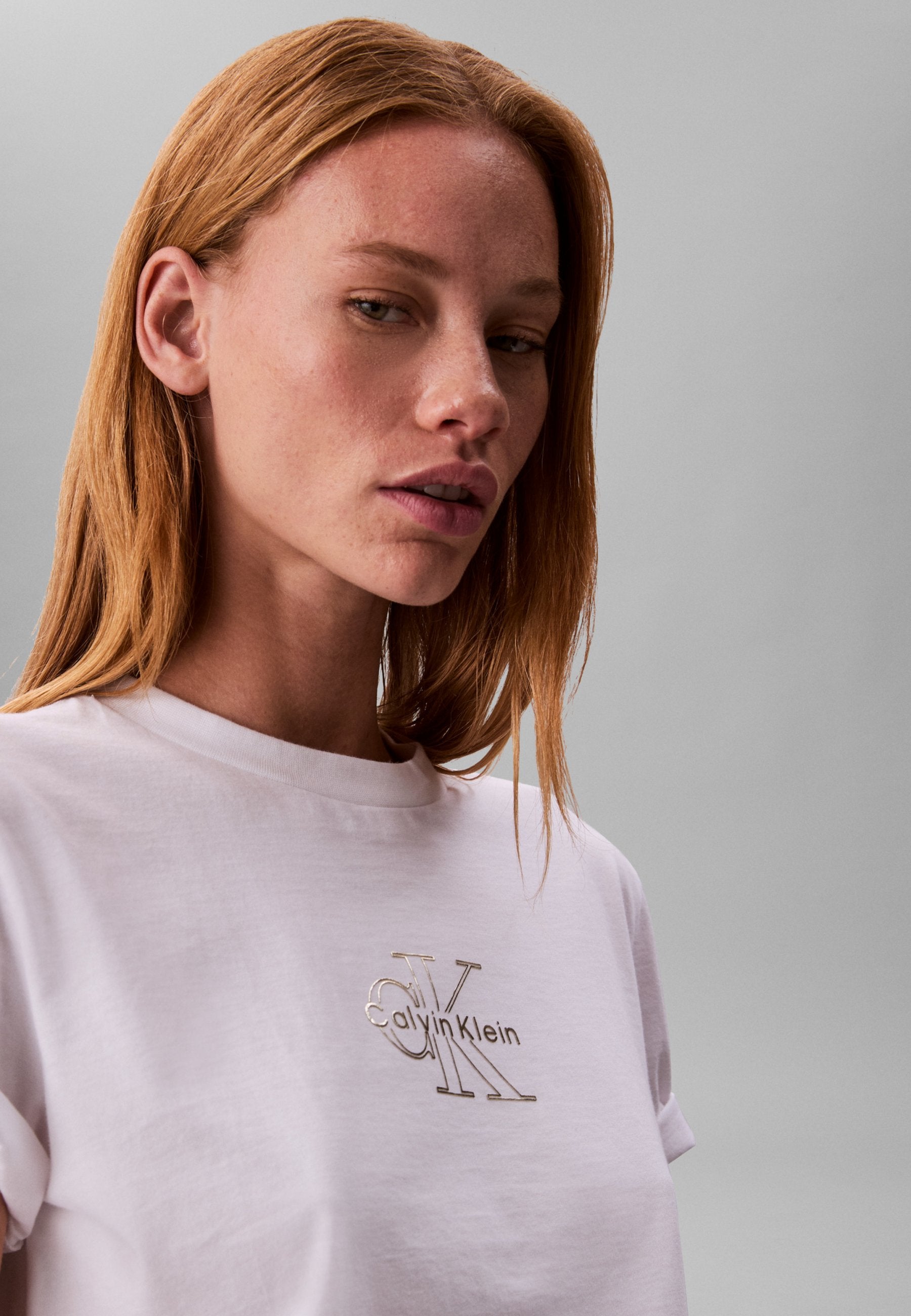 SS CLASSIC FOIL MONOLOGO TEE - Print T-shirt - brilliant white