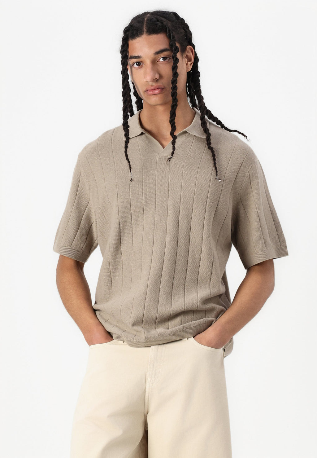 Knitted Plain Knitted - Polo shirt - silver sage