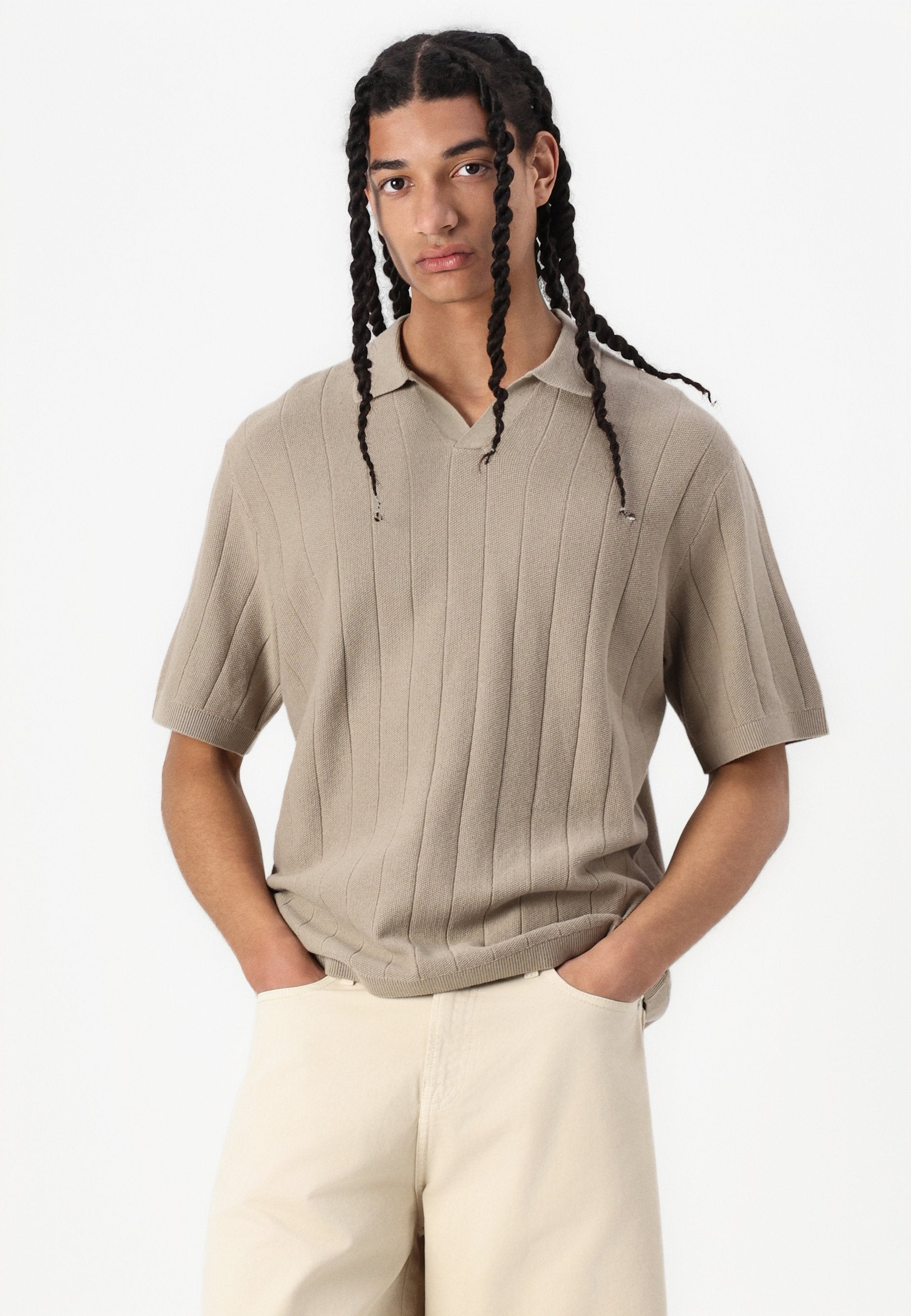 Knitted Plain Knitted - Polo shirt - silver sage
