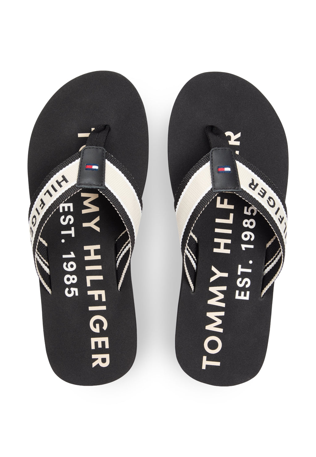 WEBBING STRAP LOGO FLIP-FLOPS - T-bar sandals - black