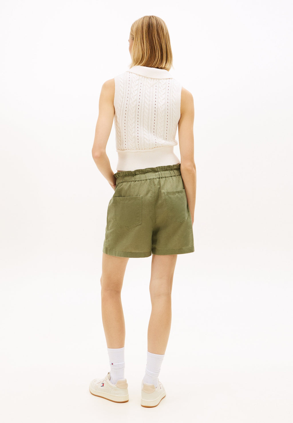 LINEN BLEND FIVE-POCKET SHORTS - Shorts - bay leaf