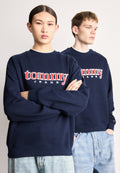 90S LOGO APPLIQUÉ FLEECE SWEATSHIRT - سترة - أزرق داكن ليلي