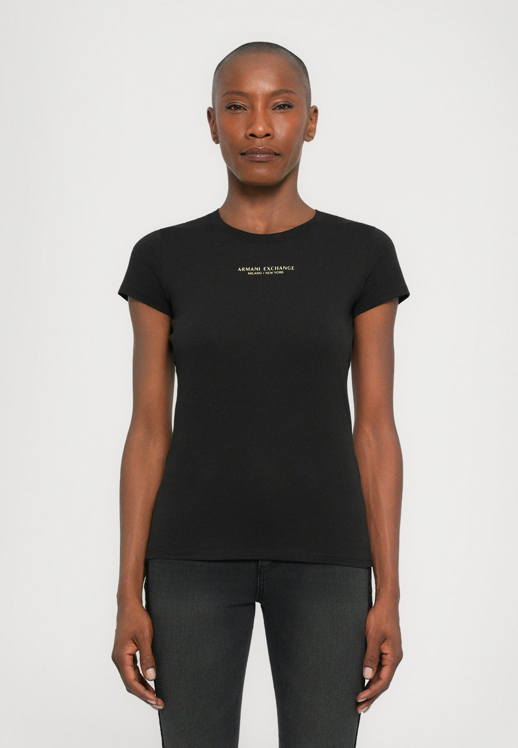 Print T-shirt - black/gold-coloured
