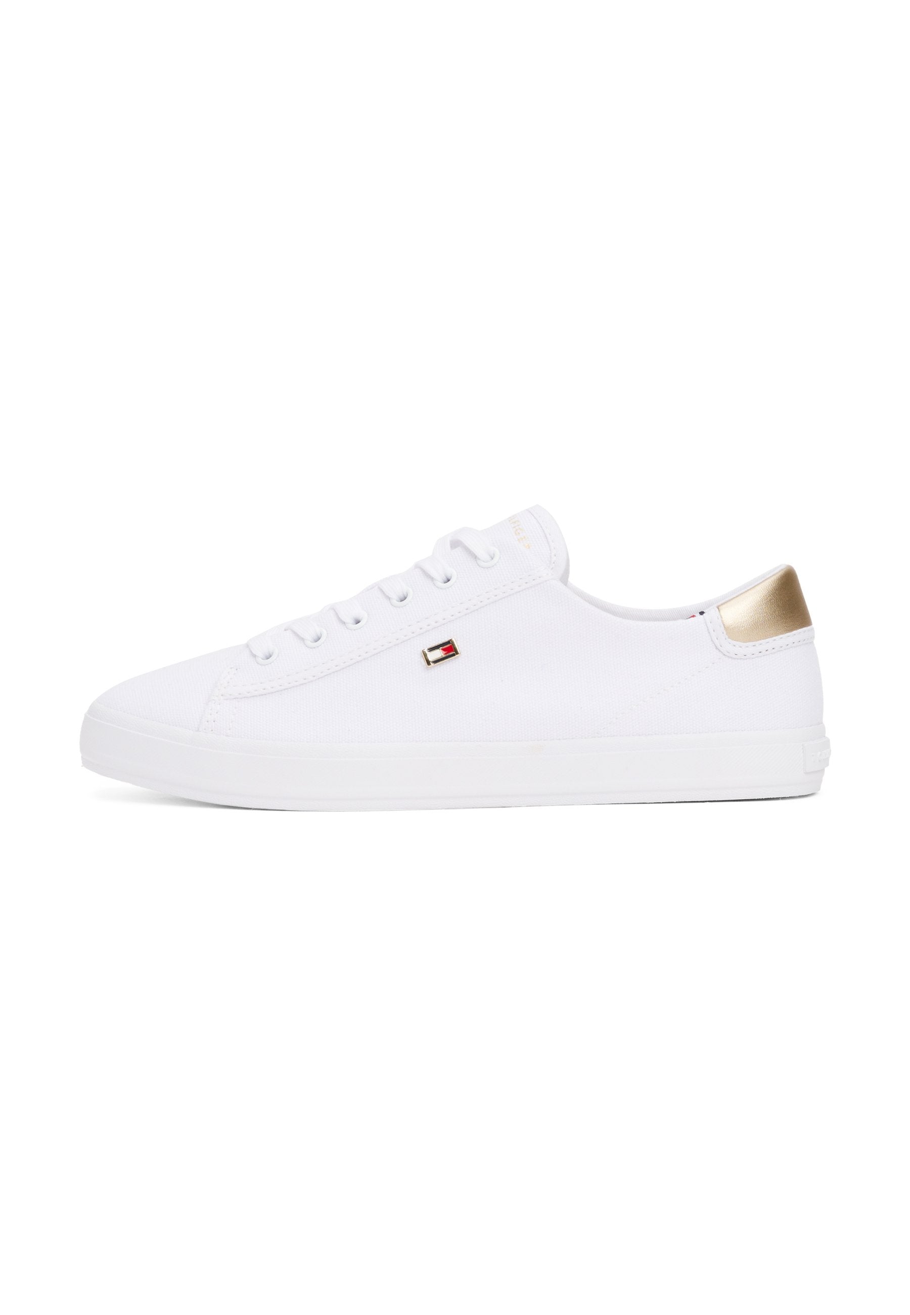 METALLIC HEEL CANVAS TRAINERS - Trainers - white