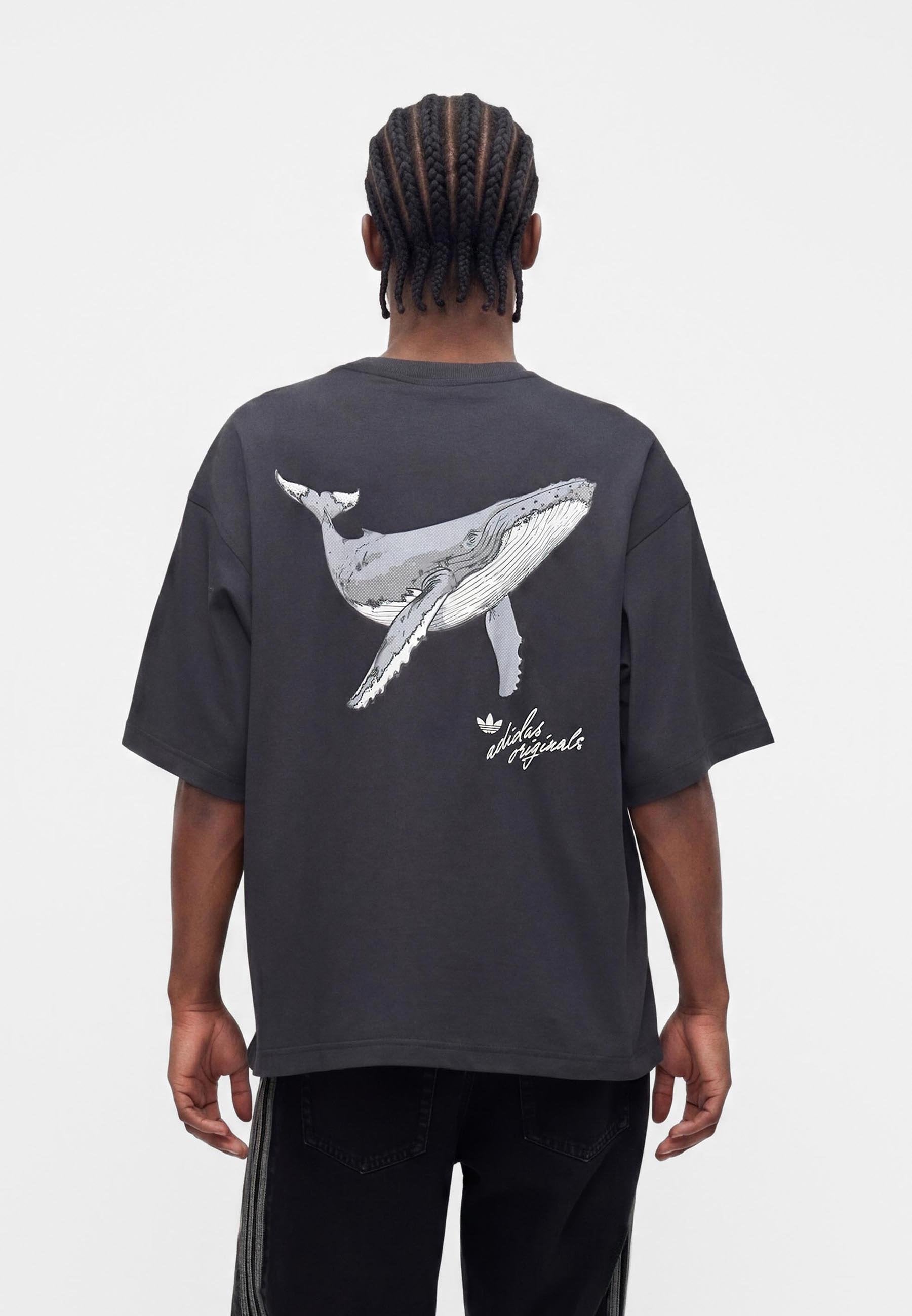WHALE GRAPHIC TEE UNISEX - Print T-shirt - carbon