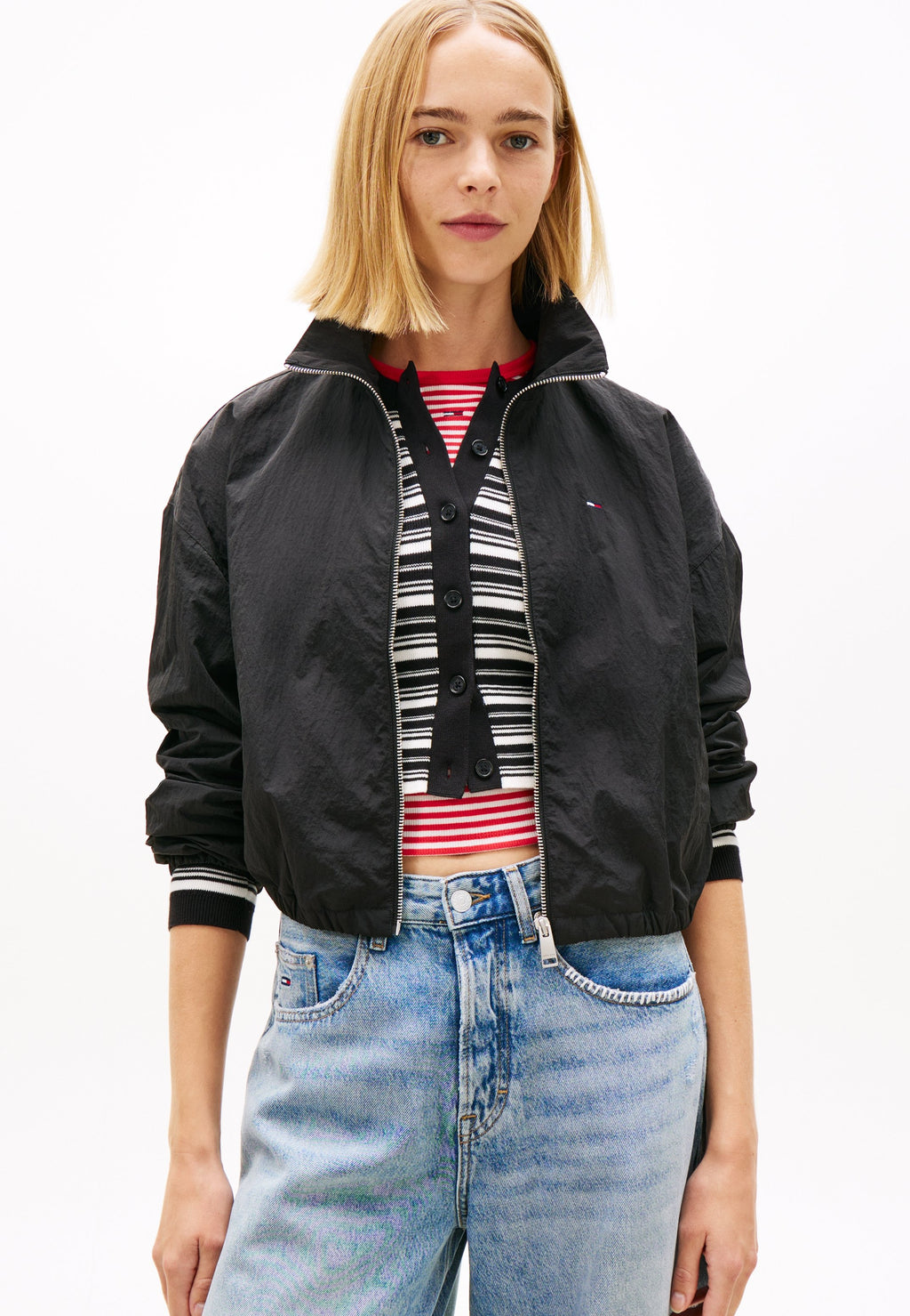 WATER REPELLENT TIE SIDE ZIP-THRU JACKET - Summer jacket - black