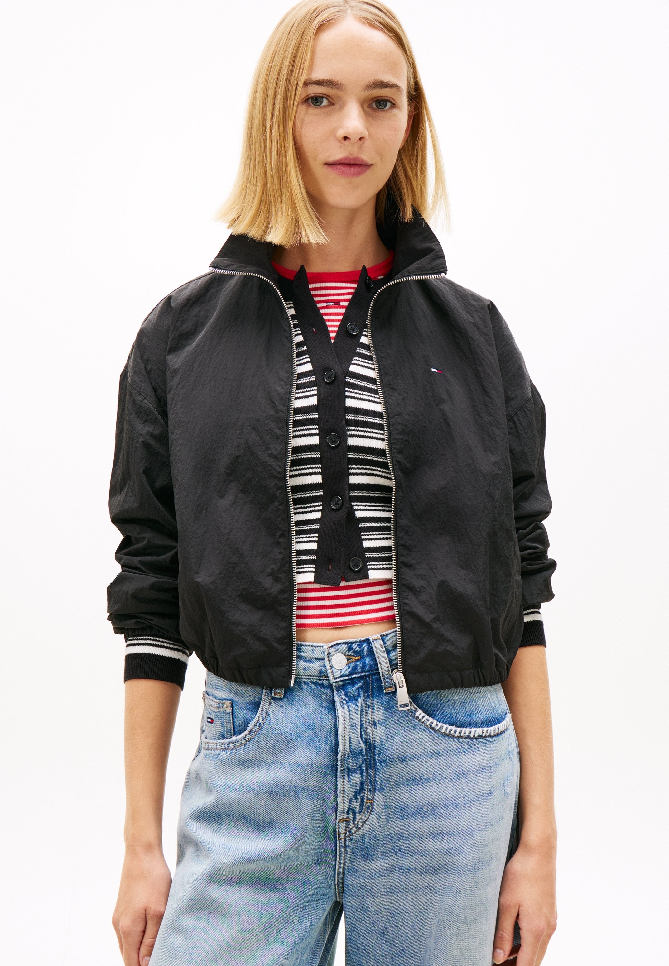 WATER REPELLENT TIE SIDE ZIP-THRU JACKET - Summer jacket - black