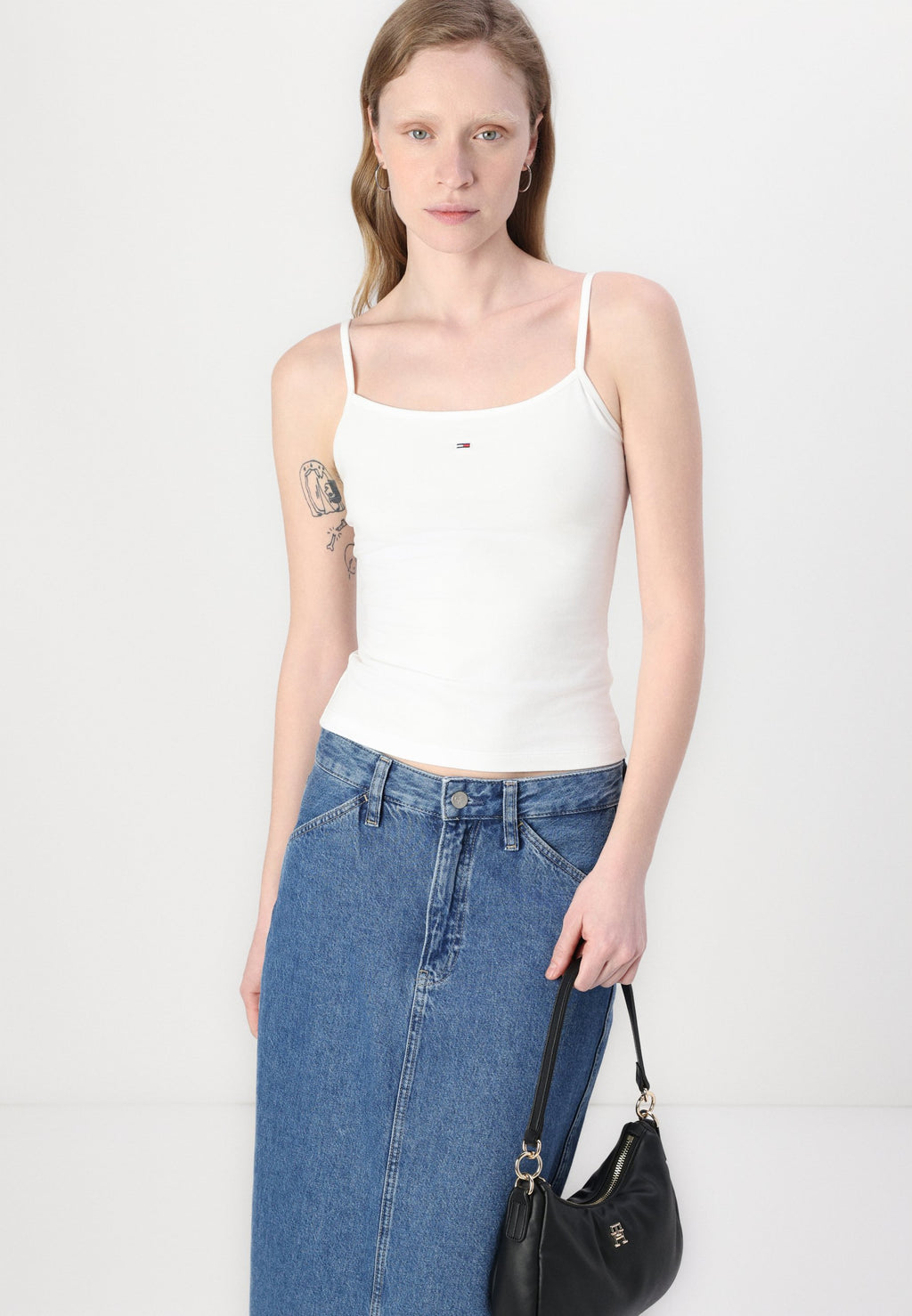 FLAG EMBROIDERY SLIM SPAGHETTI STRAP TOP - Top - ecru