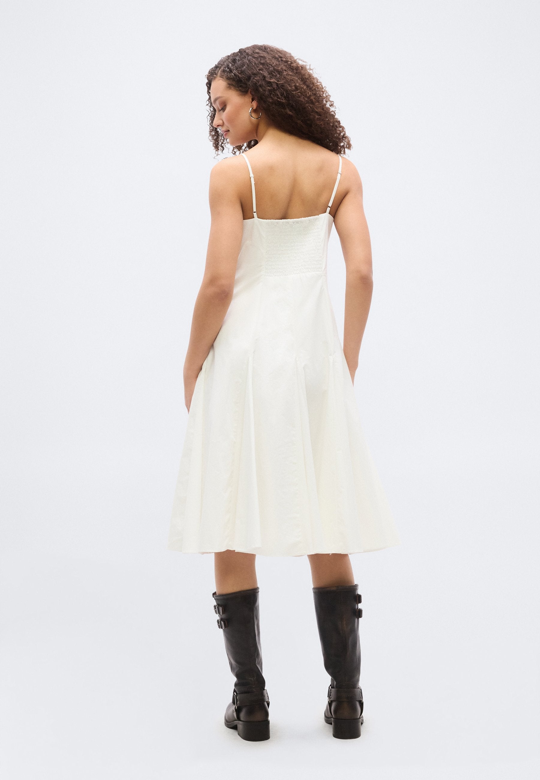 GODET MIDI DRESS - Day dress - optic white