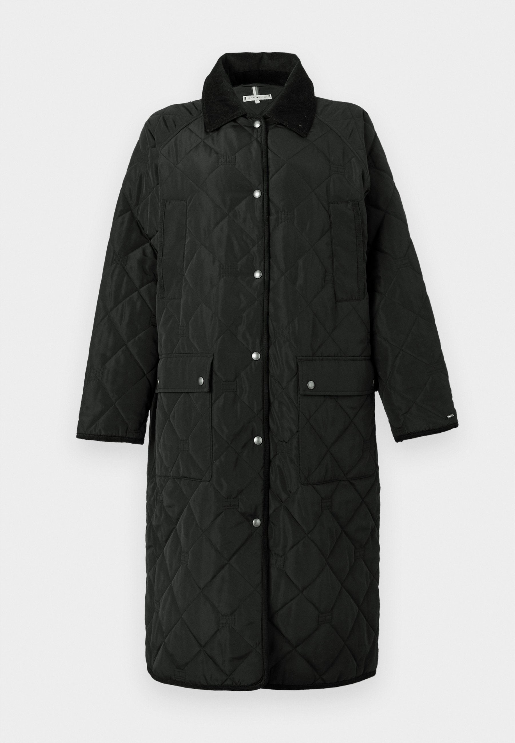 FLAG QUILTED PADDED OVERSIZED LONGLINE COAT - Winter coat - black
