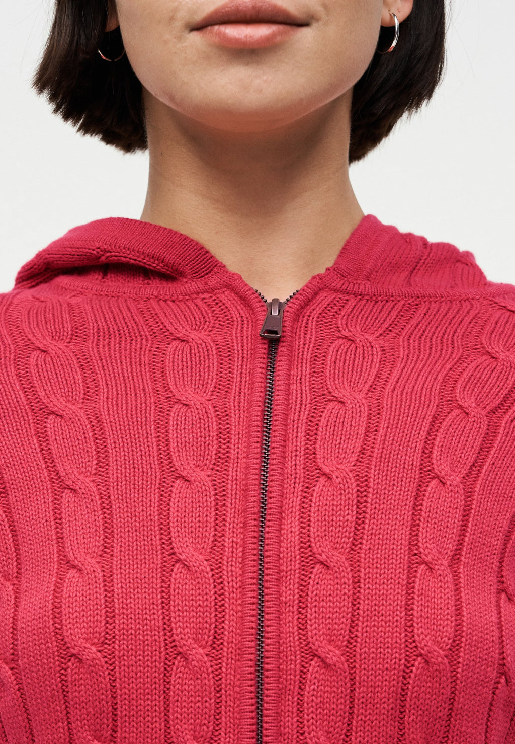 CABLE FULL ZIP HOODIE - Cardigan - chakra red