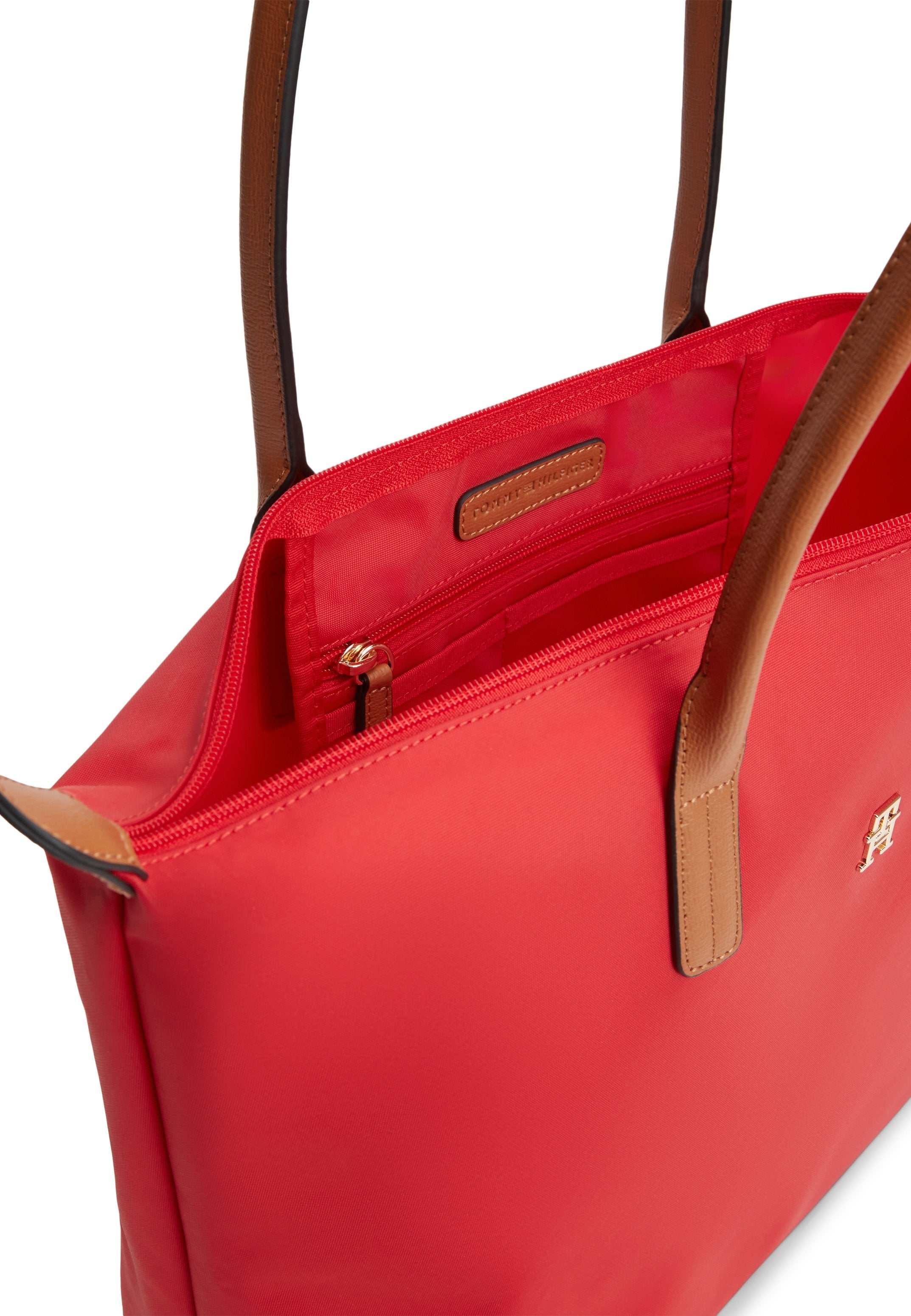 TH MONOGRAM CONTRAST HANDLE TOTE BAG - Tote bag - primary red