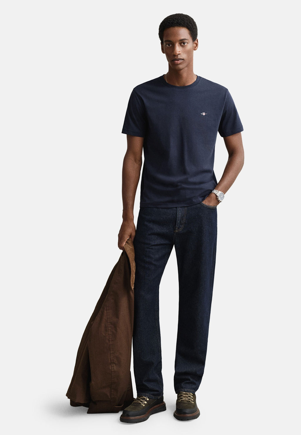 REG SHIELD SS T-SHIRT - Basic T-shirt - evening blue