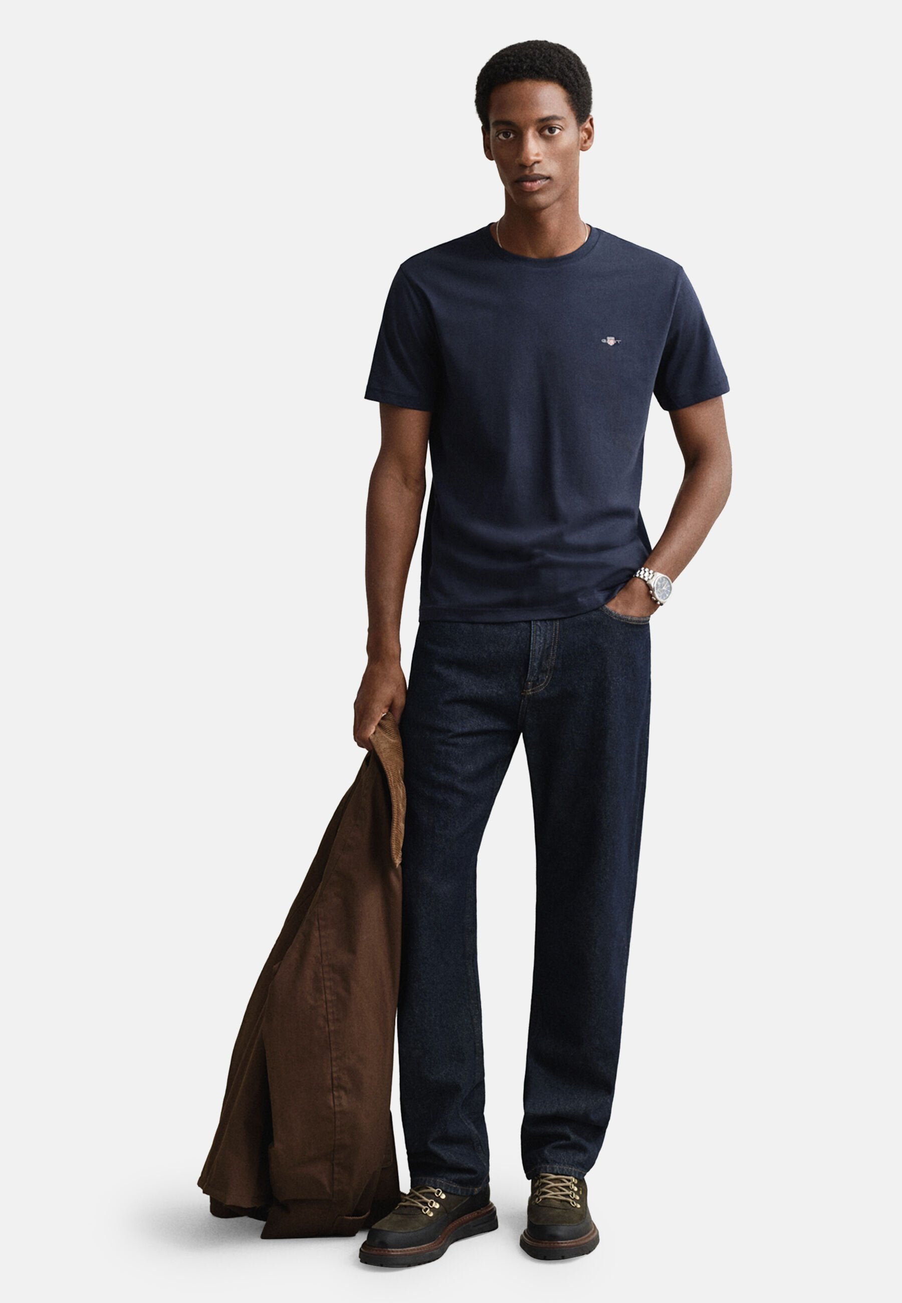 REG SHIELD SS T-SHIRT - Basic T-shirt - evening blue