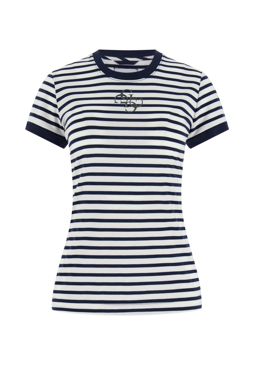 STRIPED MINI LOGO - Print T-shirt - blackened blue and w