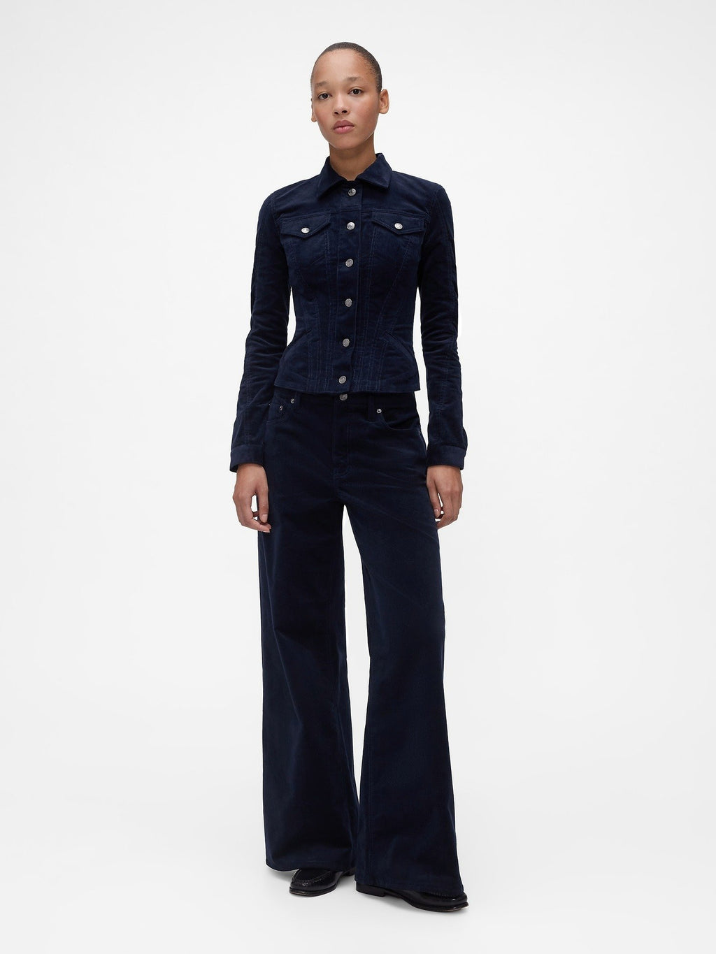 GAPSTUDIO LOW RISE CORDUROY WIDE-LEG PANTS - Trousers - new navy