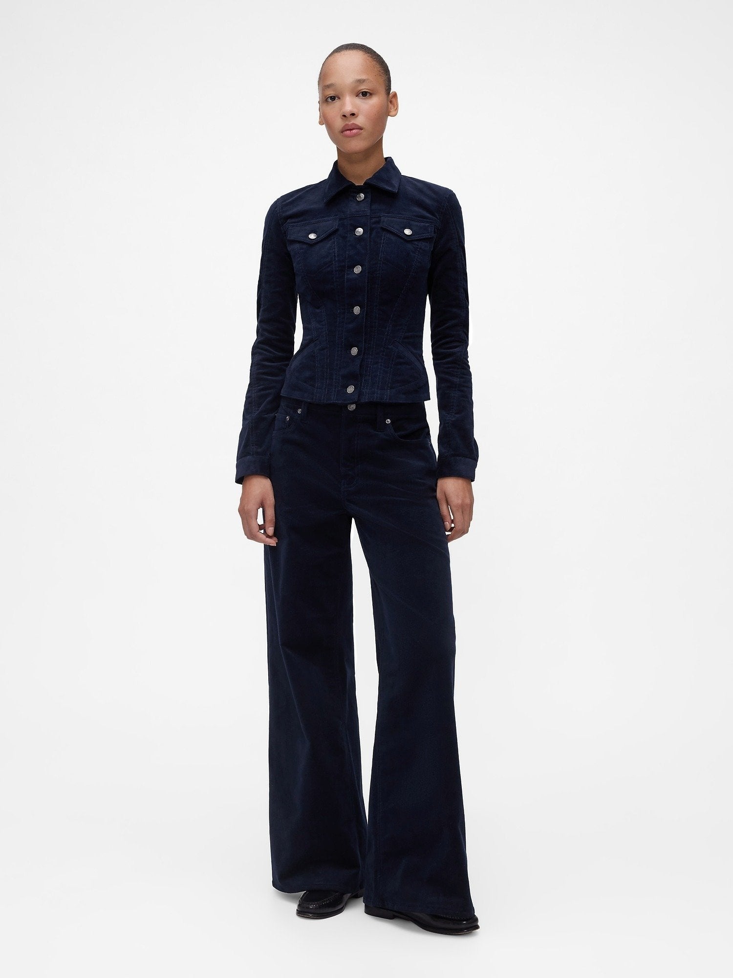GAPSTUDIO LOW RISE CORDUROY WIDE-LEG PANTS - Trousers - new navy