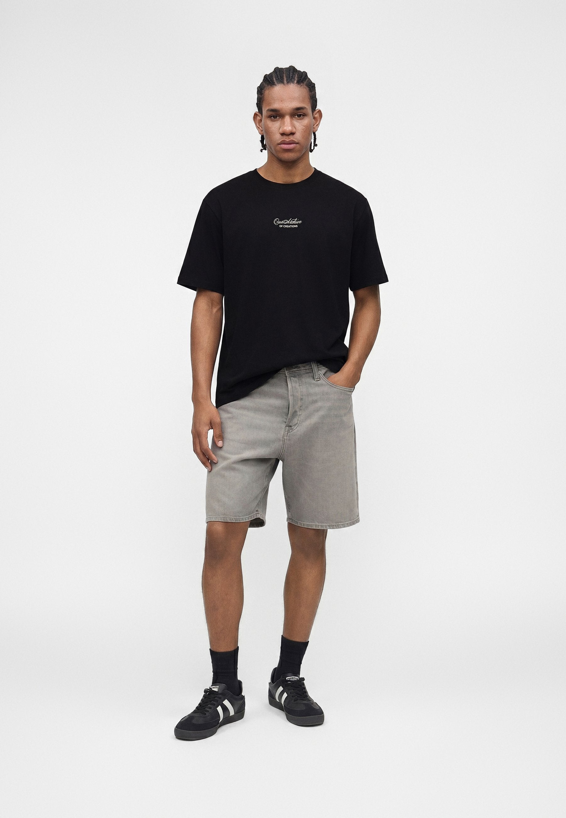 JJART TEE CREW NECK - Print T-shirt - black