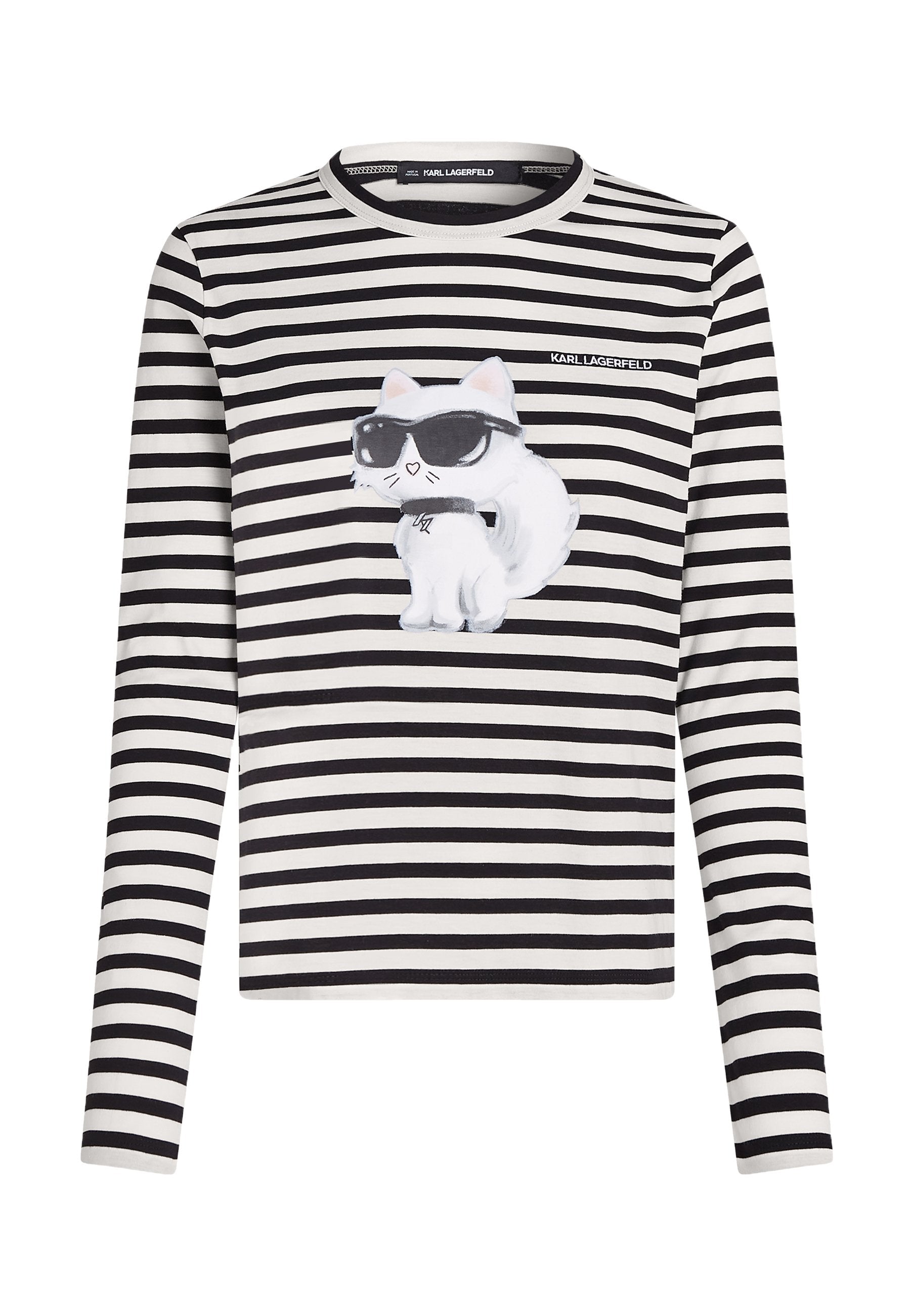 IKON AQUARELLE STRIPE - Long sleeved top - black-cannoli cream stripe