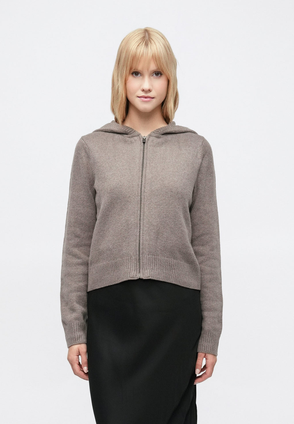 SWEAT À CAPUCHE ZIPPÉ CASHSOFT - Sweat zippé - amande grillée