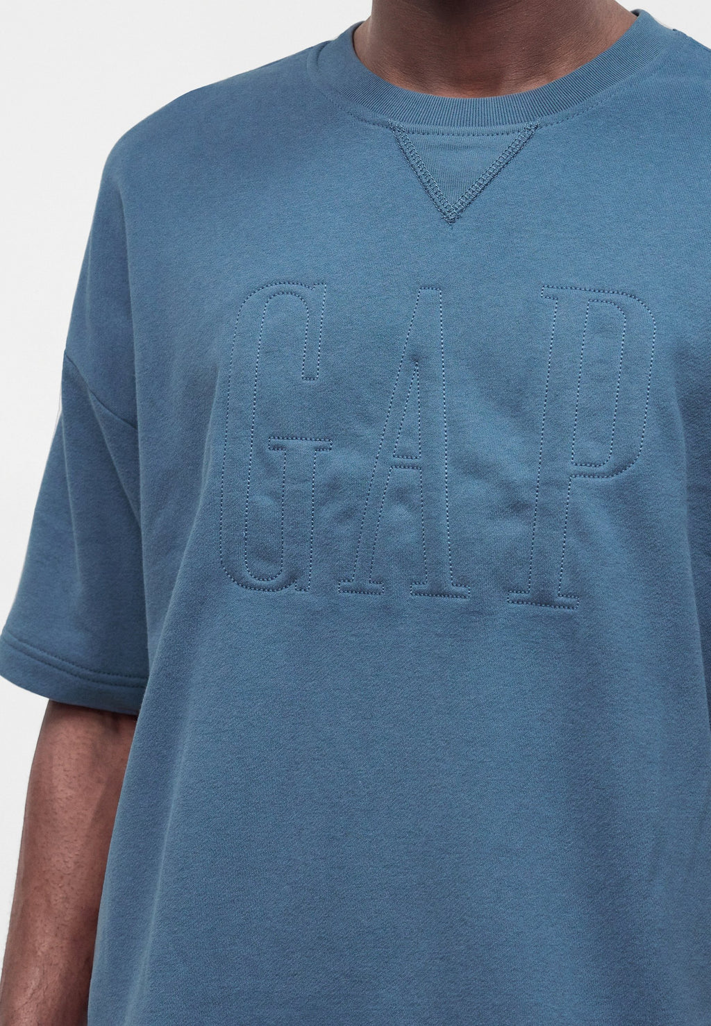 LOGO CROP CREW - Print T-shirt - blue