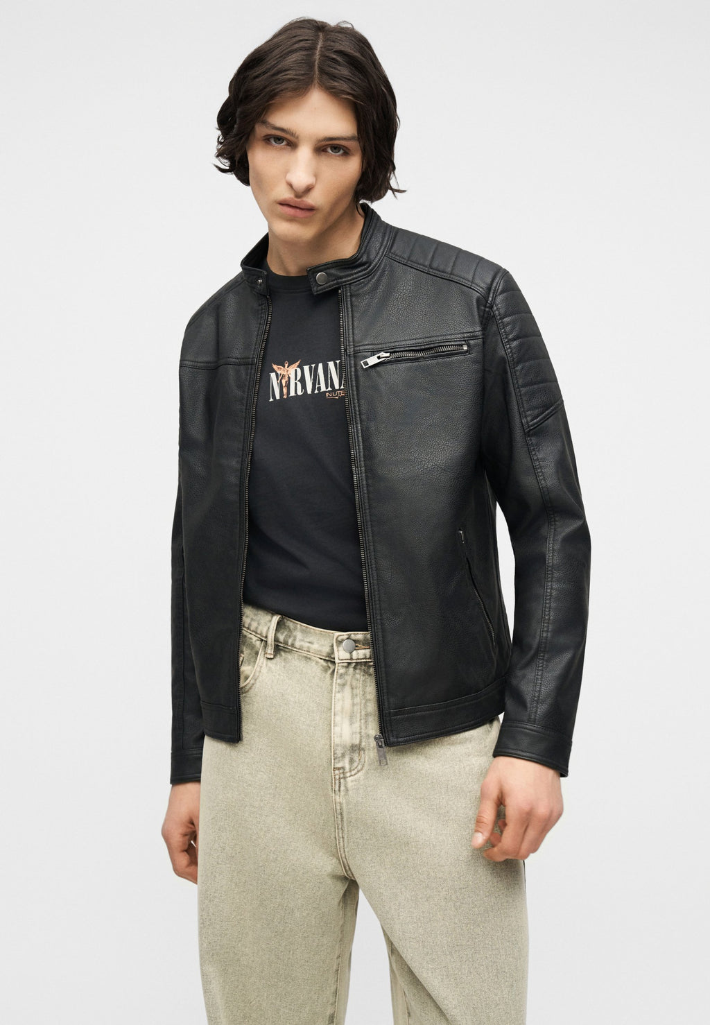 EROCKY BIKER REGULAR FIT - Faux leather jacket - black