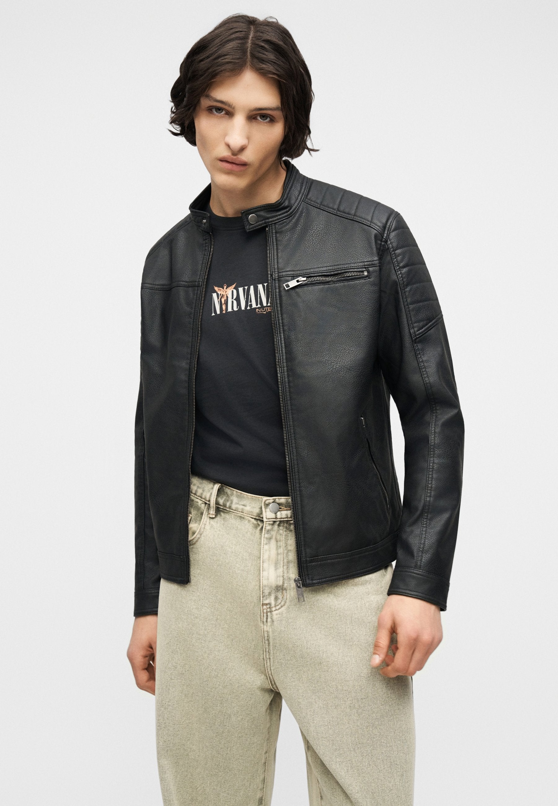 EROCKY BIKER REGULAR FIT - Faux leather jacket - black