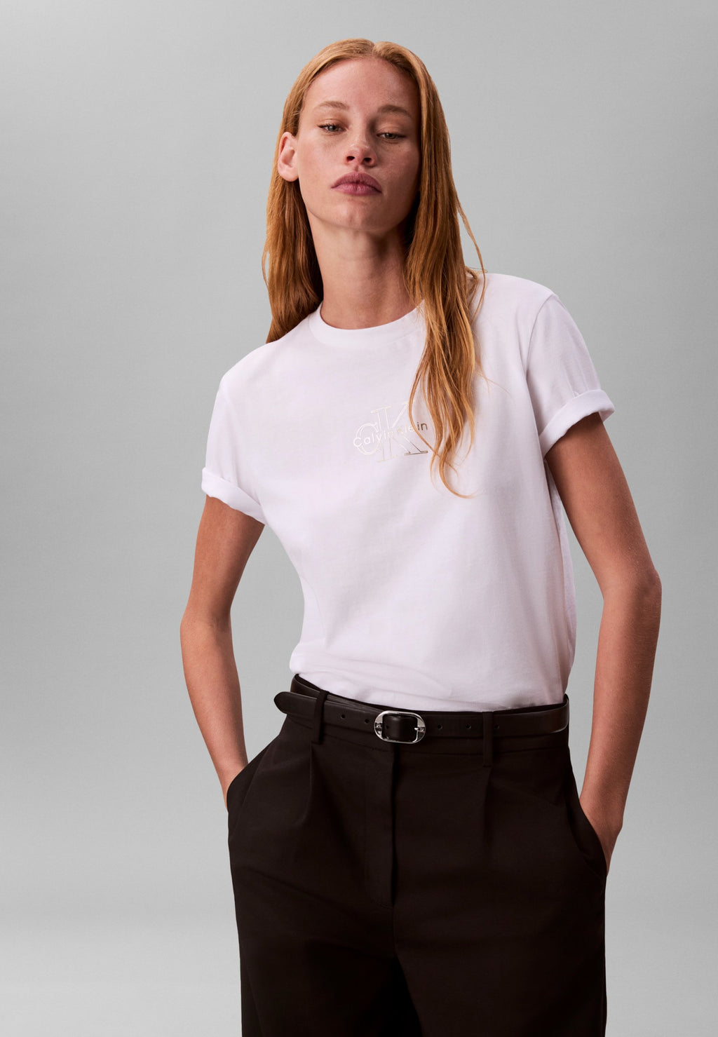 SS CLASSIC FOIL MONOLOGO TEE - Print T-shirt - brilliant white