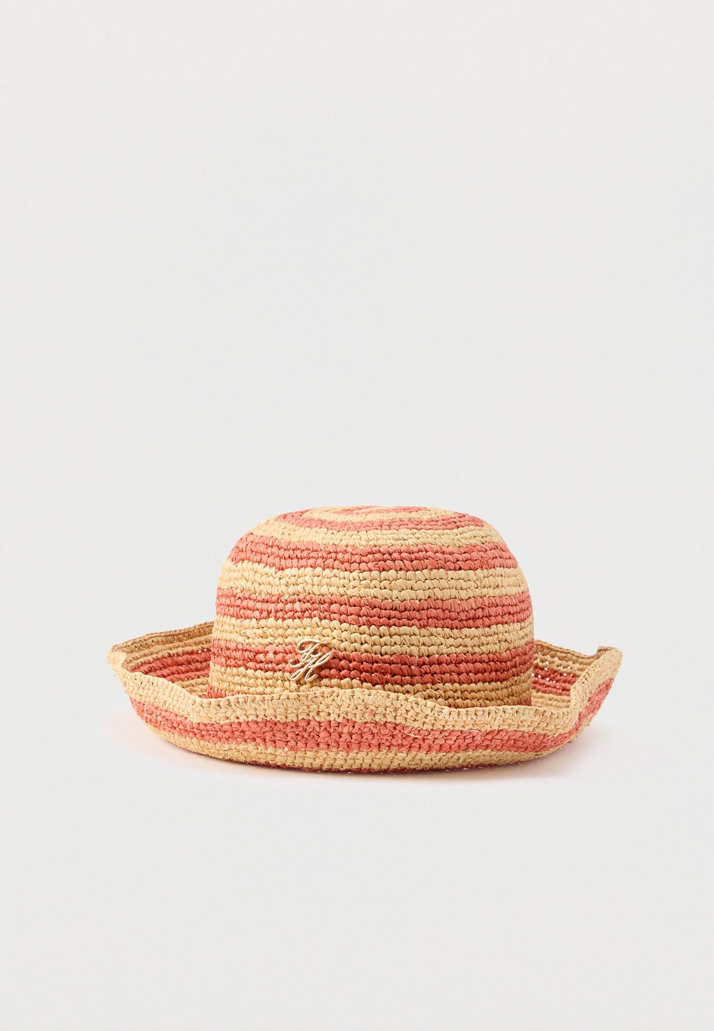 STRIPE RAFFIA BUCKET HAT - Hat - rose petal