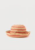 STRIPE RAFFIA BUCKET HAT - Hat - rose petal