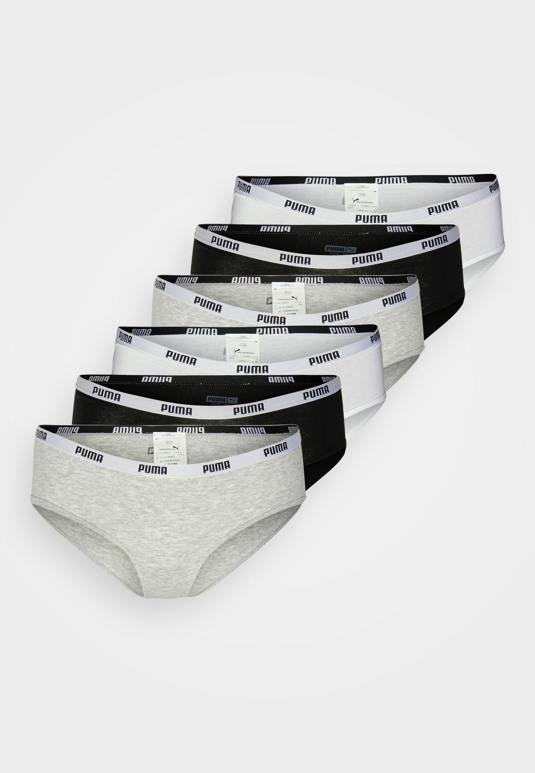 WOMEN HIPSTER 6 PACK - Hipsters - white/grey/black
