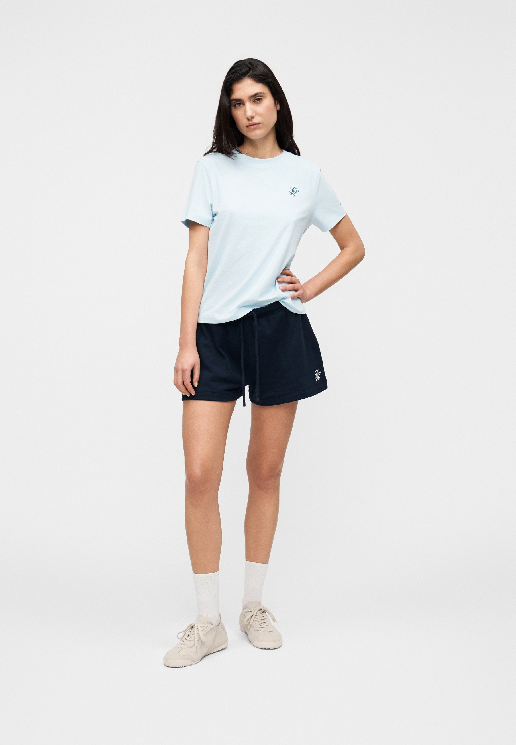 TEE-SHIRT RAS DU COU EN JERSEY BRODÉ AVEC LOGO - T-shirt basique - keepsake blue