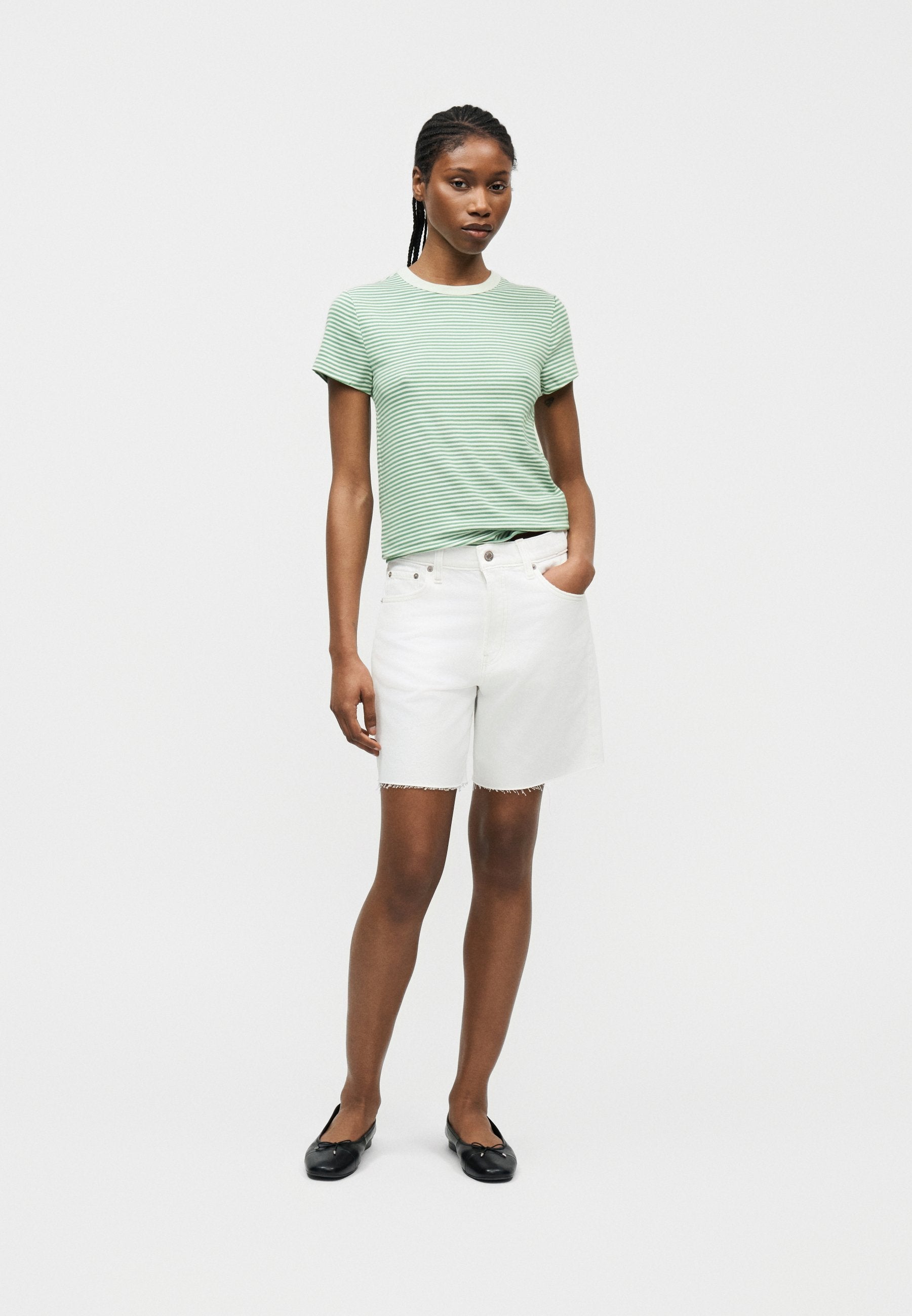 CREW - Print T-shirt - green/white