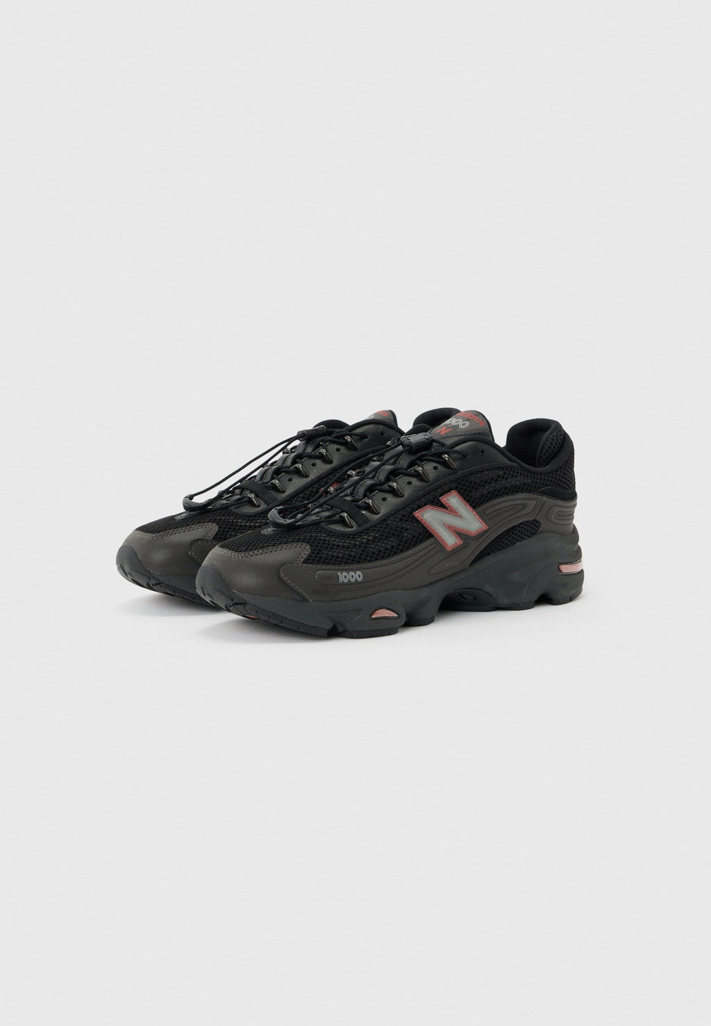 U1000 UNISEX - Baskets - noir métallisé/rouge roche
