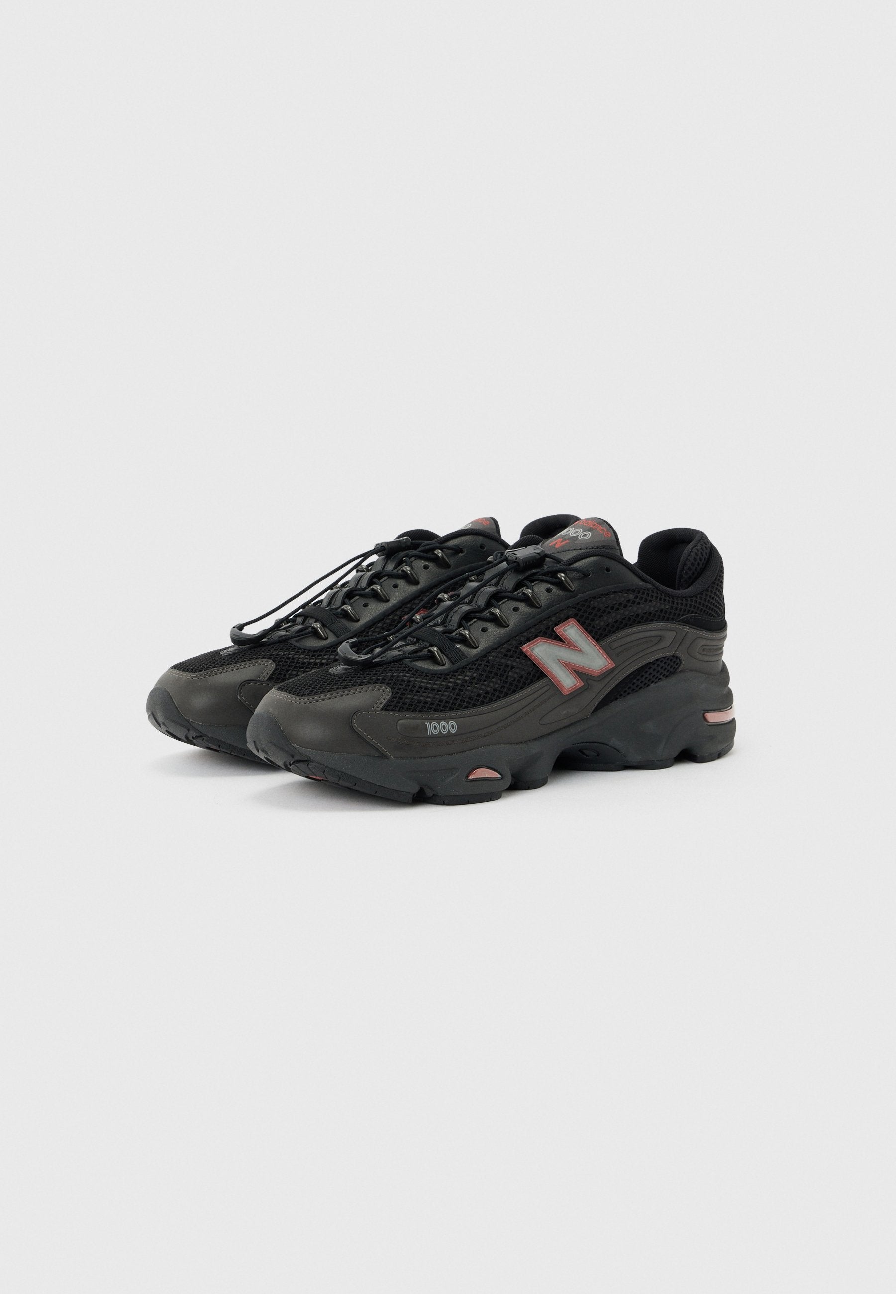 U1000 UNISEX - Baskets - noir métallisé/rouge roche