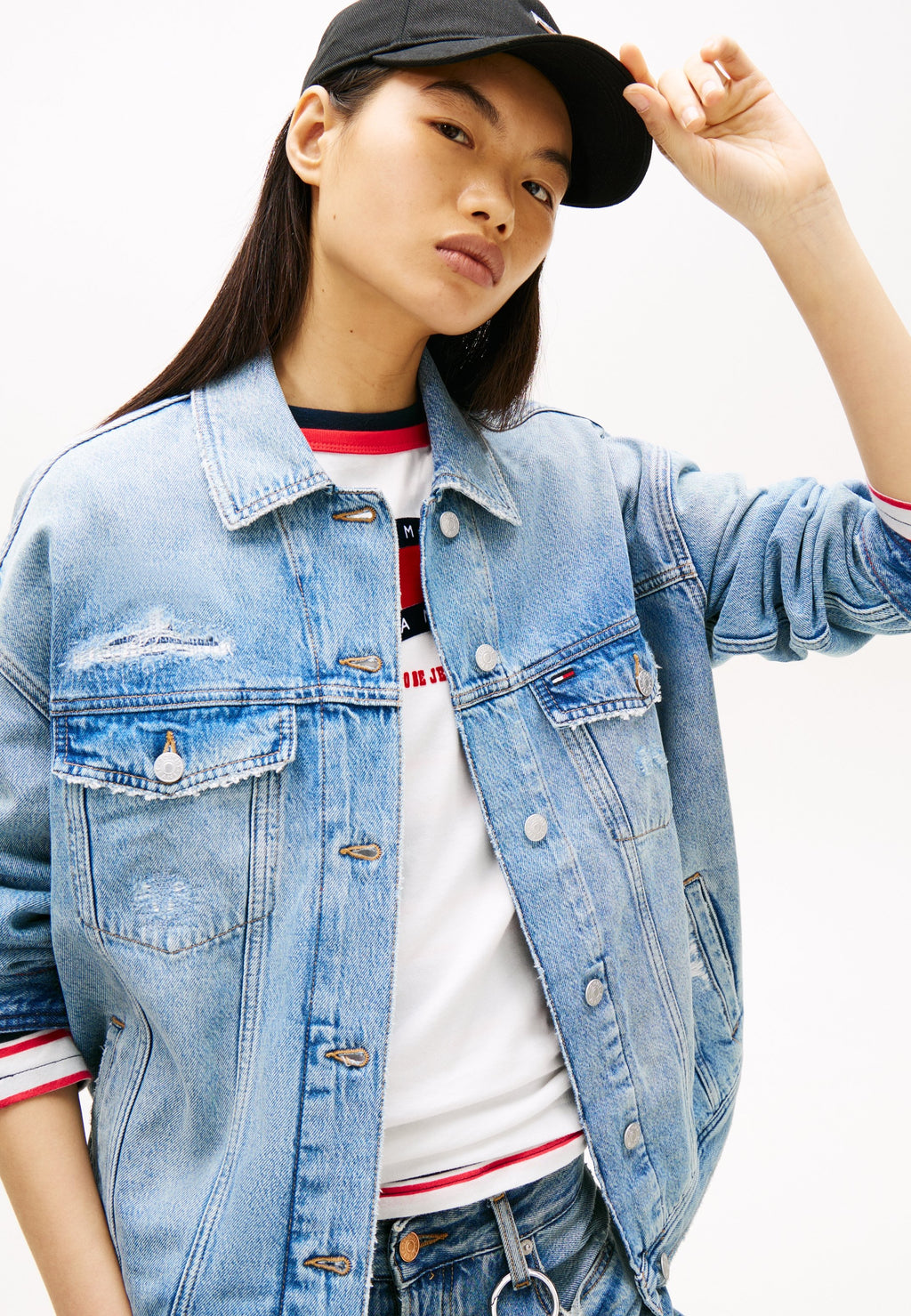 DISTRESSED OVERSIZED DENIM TRUCKER JACKET - Denim jacket - denim light