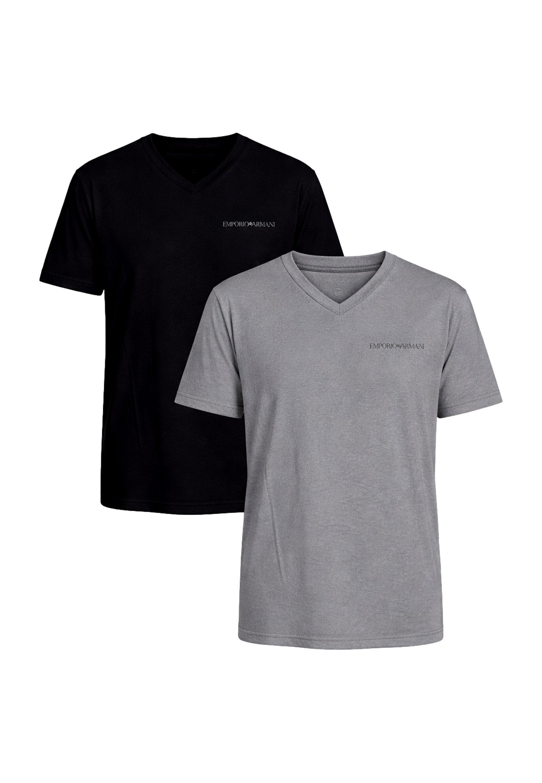 CORE LOGOBAND 2 PACK PARTE ALTA V NECK T SHIRTS - Basic T-shirt - black grey