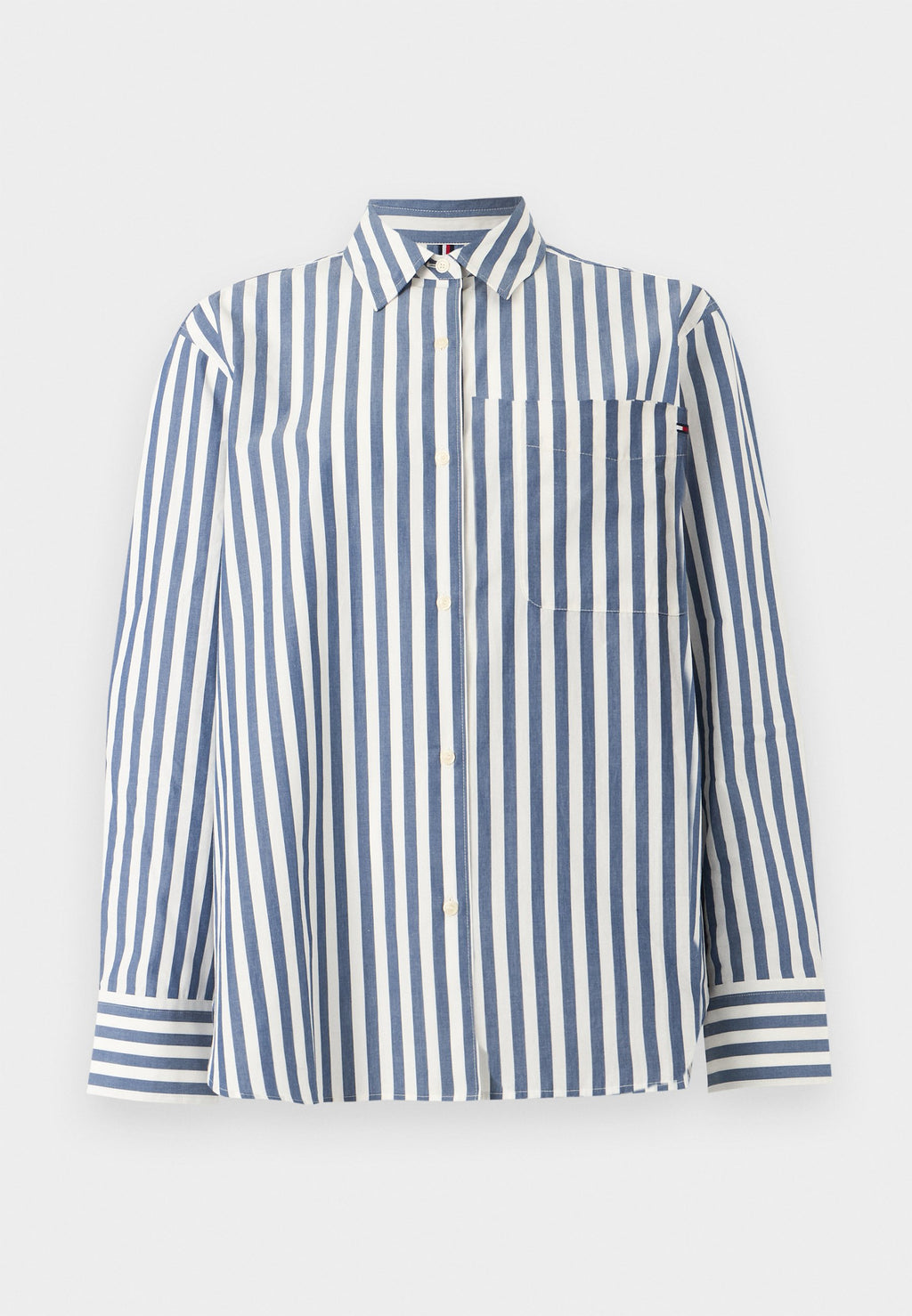 CHEMISE CLASSIQUE SURDIMENSIONNÉE EN POPELINE - Blouse boutonnée - écru/bleu marine seashore